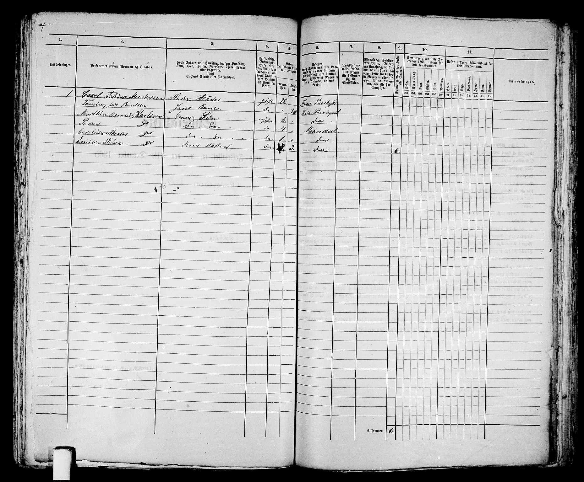 RA, 1865 census for Mandal/Mandal, 1865, p. 373