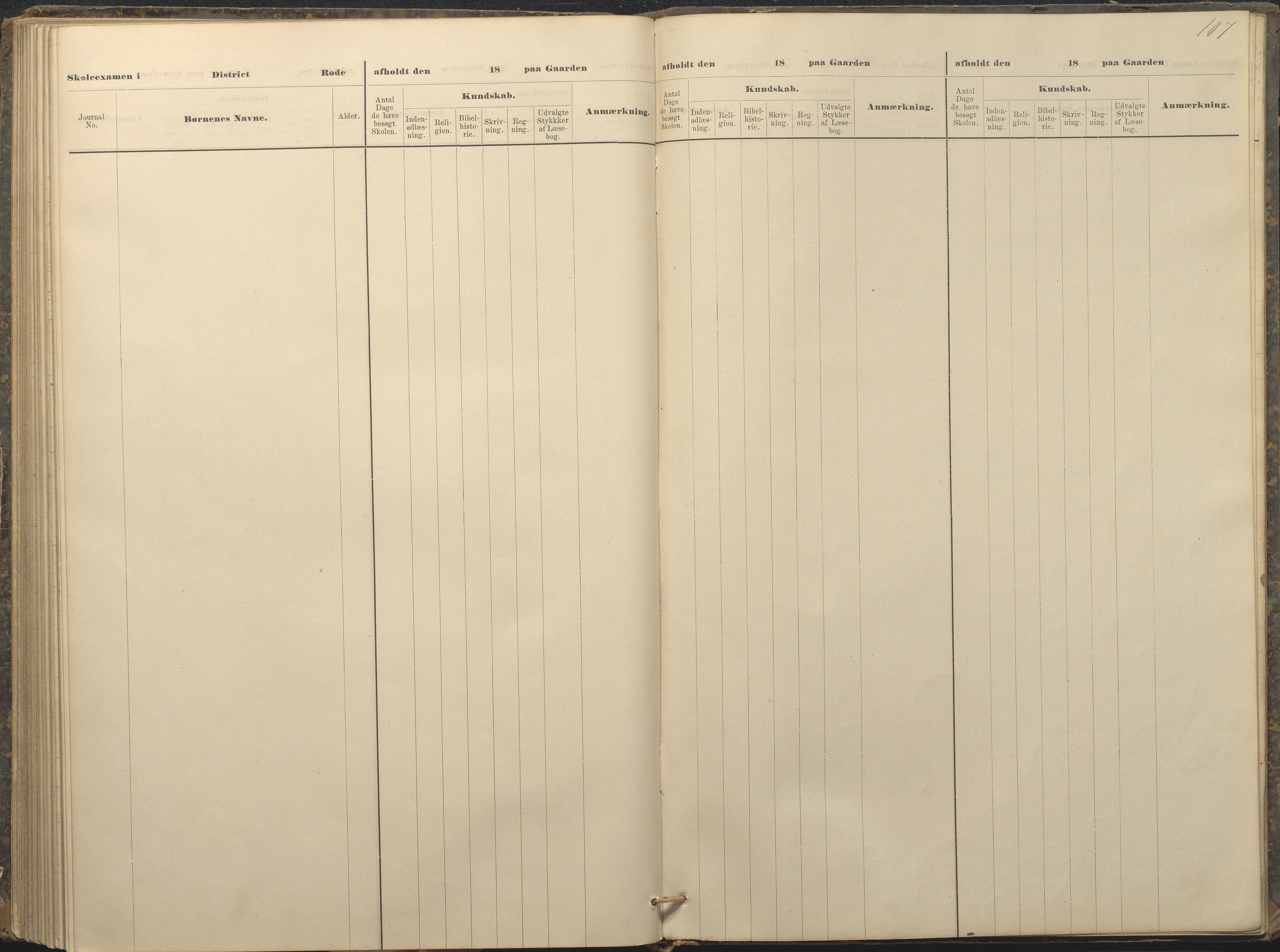 Øyestad kommune frem til 1979, AAKS/KA0920-PK/06/06A/L0049: Eksamensprotokoll, 1880-1888, p. 107