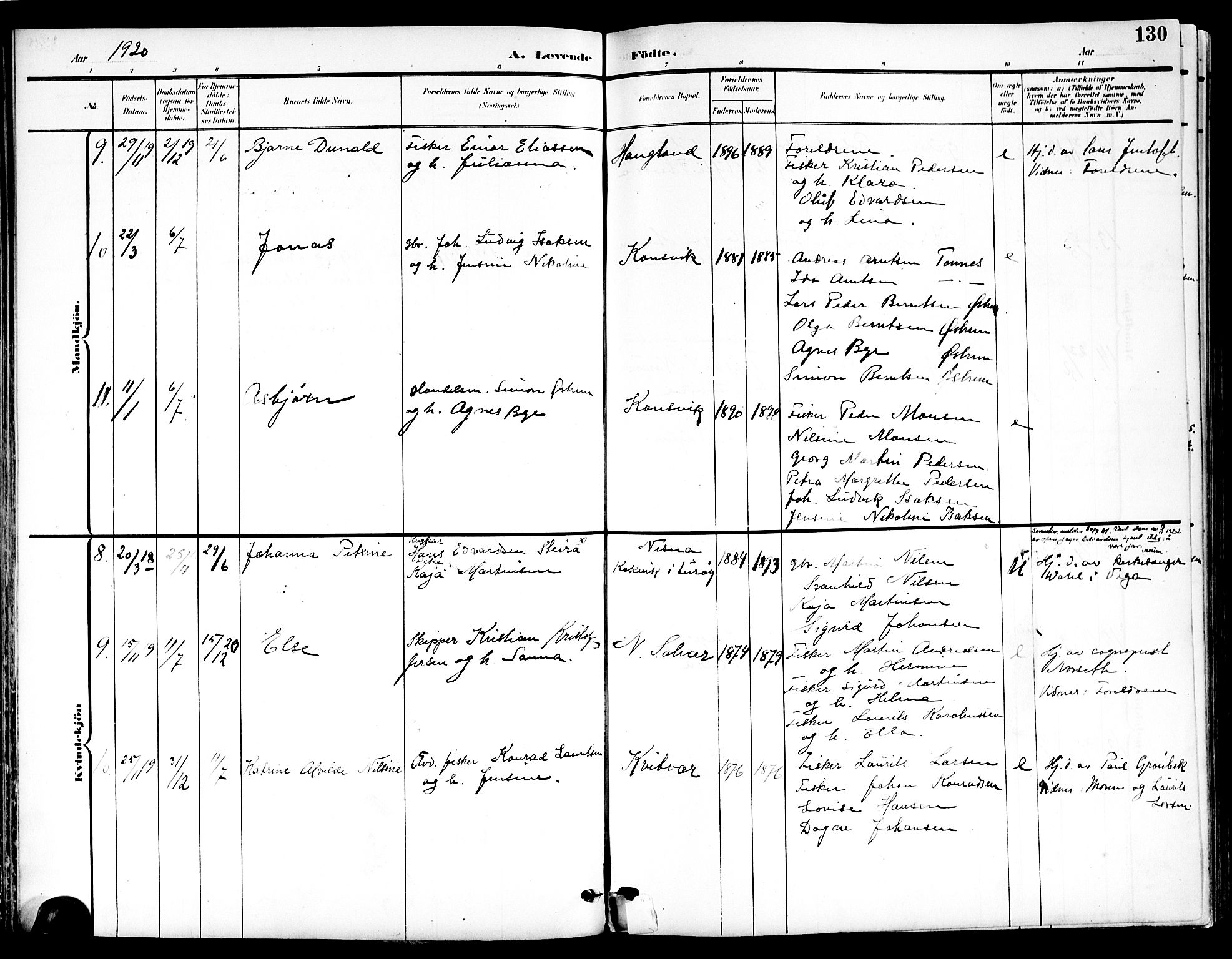 Ministerialprotokoller, klokkerbøker og fødselsregistre - Nordland, AV/SAT-A-1459/839/L0569: Parish register (official) no. 839A06, 1903-1922, p. 130