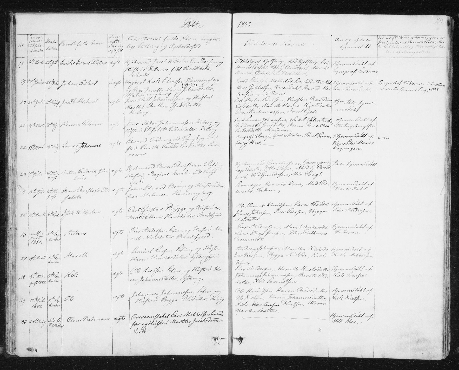 Vardø sokneprestkontor, SATØ/S-1332/H/Ha/L0003kirke: Parish register (official) no. 3, 1843-1861, p. 20