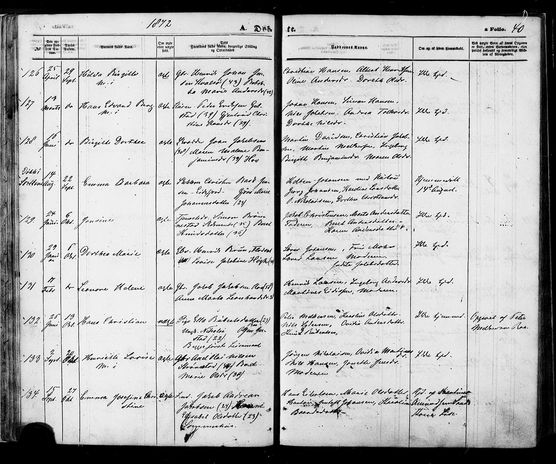 Ministerialprotokoller, klokkerbøker og fødselsregistre - Nordland, SAT/A-1459/888/L1242: Parish register (official) no. 888A08, 1870-1875, p. 40
