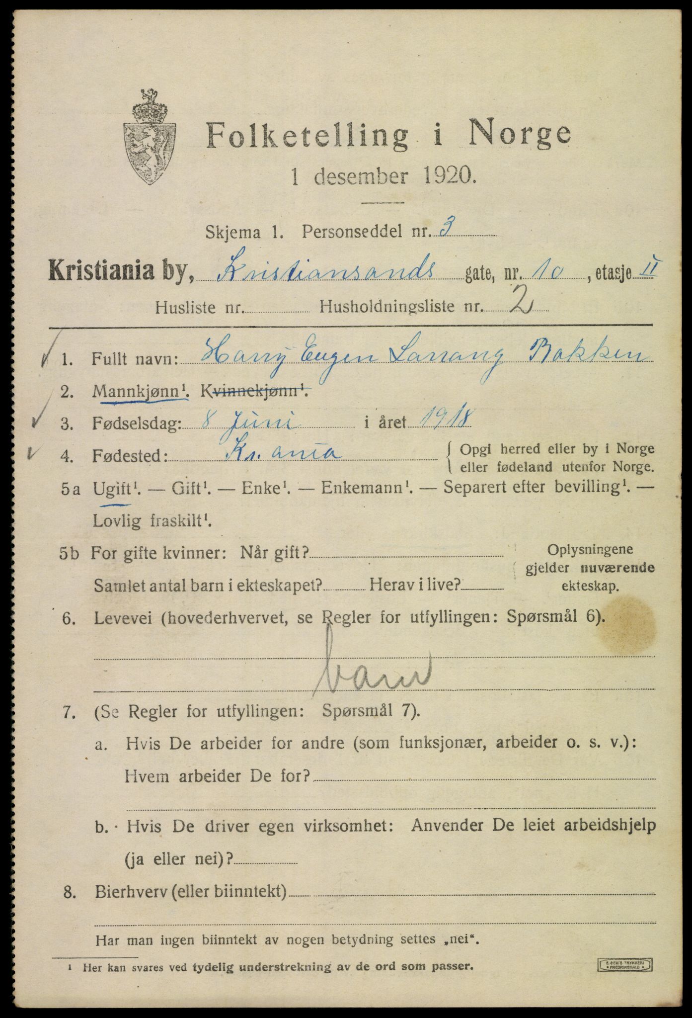 SAO, 1920 census for Kristiania, 1920, p. 352337