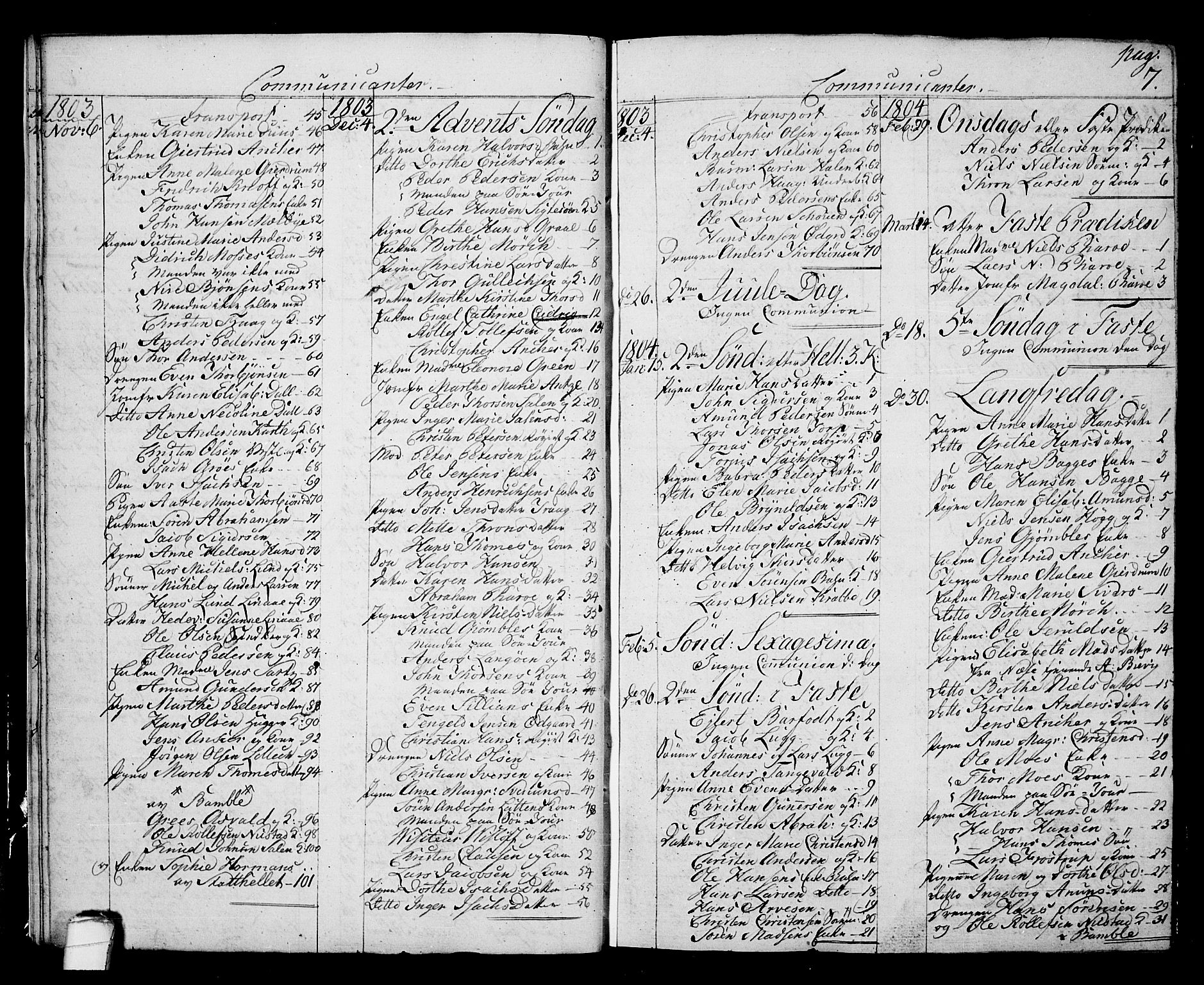 Langesund kirkebøker, AV/SAKO-A-280/G/Ga/L0002: Parish register (copy) no. 2, 1801-1815, p. 7