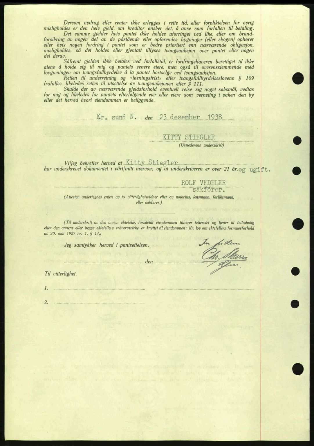Kristiansund byfogd, SAT/A-4587/A/27: Mortgage book no. 31, 1938-1939, Diary no: : 933/1938