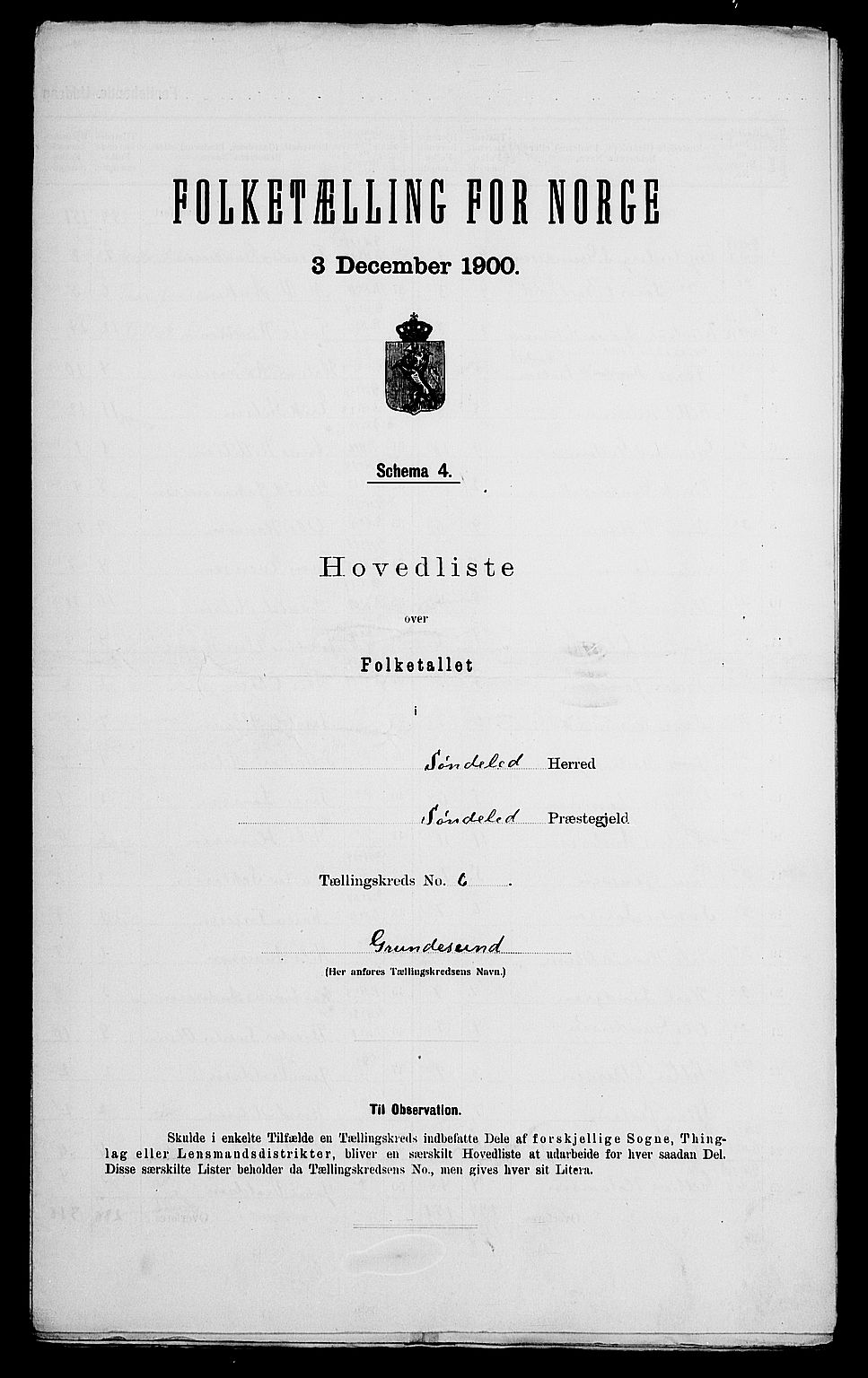 SAK, 1900 census for Søndeled, 1900, p. 41