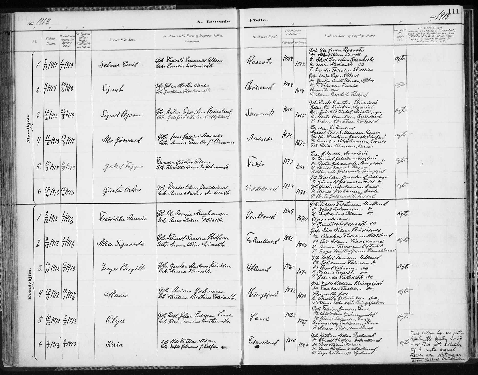 Lyngdal sokneprestkontor, AV/SAK-1111-0029/F/Fa/Fac/L0012: Parish register (official) no. A 12, 1894-1918, p. 111