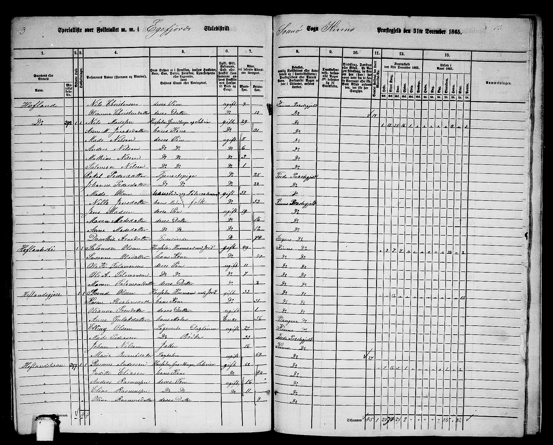 RA, 1865 census for Kinn, 1865, p. 192