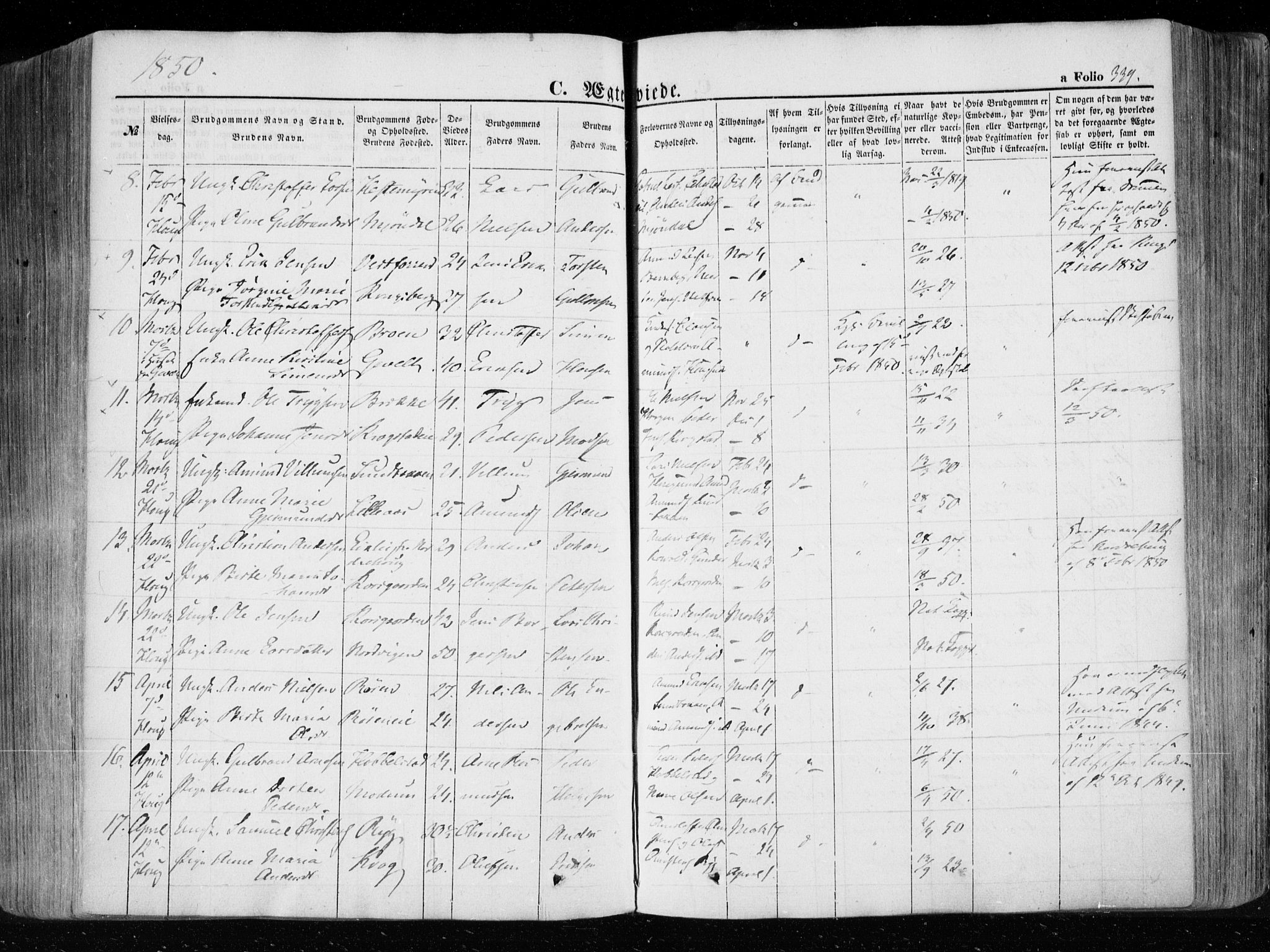 Eiker kirkebøker, SAKO/A-4/F/Fa/L0014: Parish register (official) no. I 14, 1846-1854, p. 339