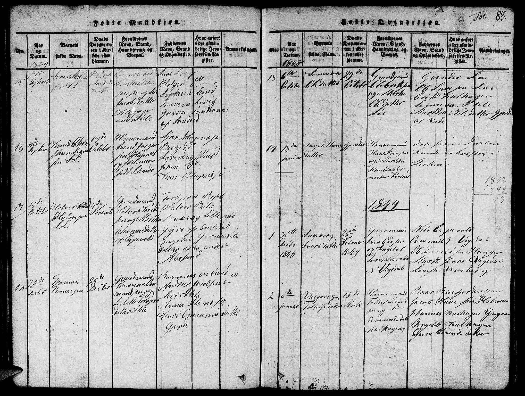 Vikedal sokneprestkontor, SAST/A-101840/01/V: Parish register (copy) no. B 1, 1816-1853, p. 83