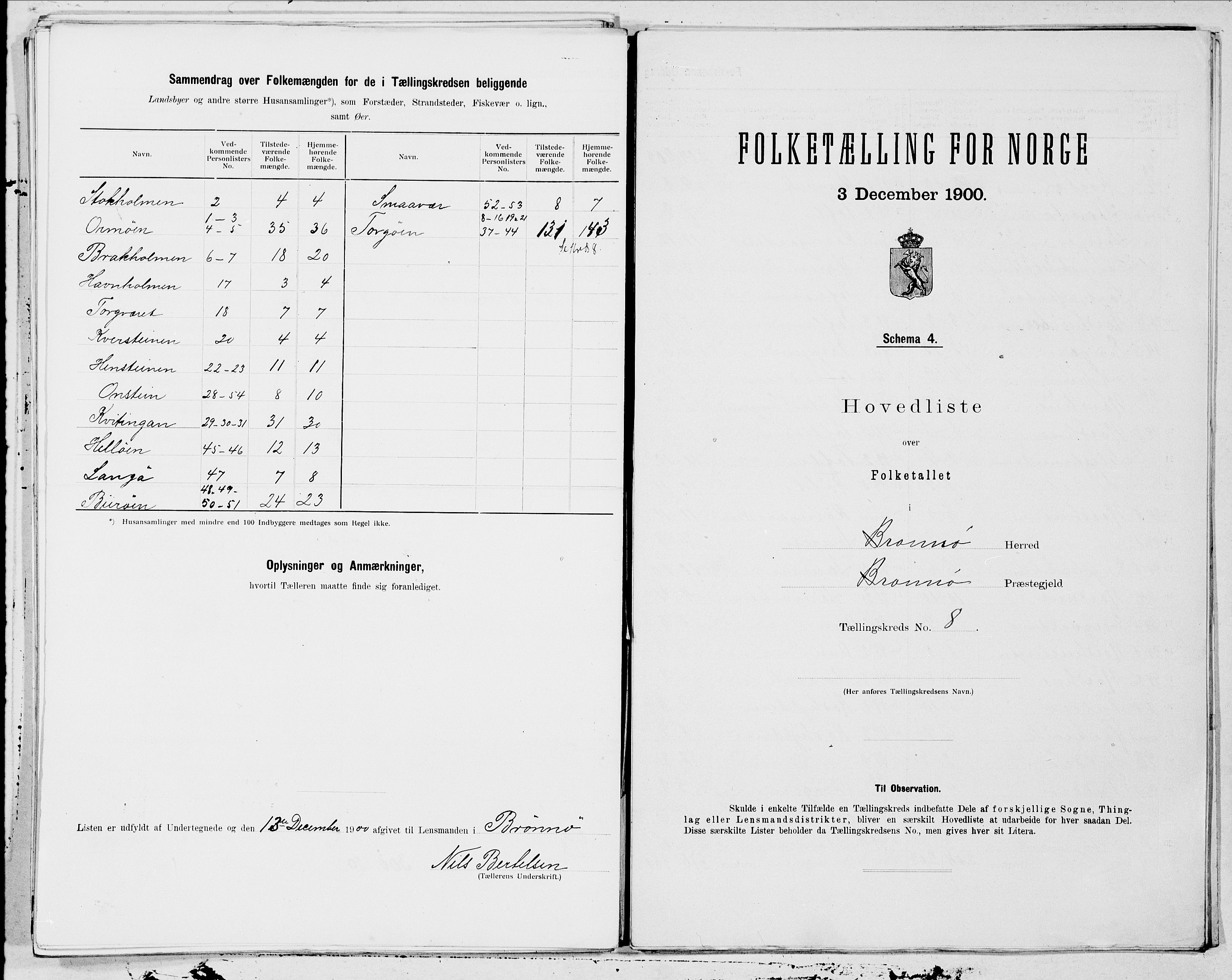 SAT, 1900 census for Brønnøy, 1900, p. 20