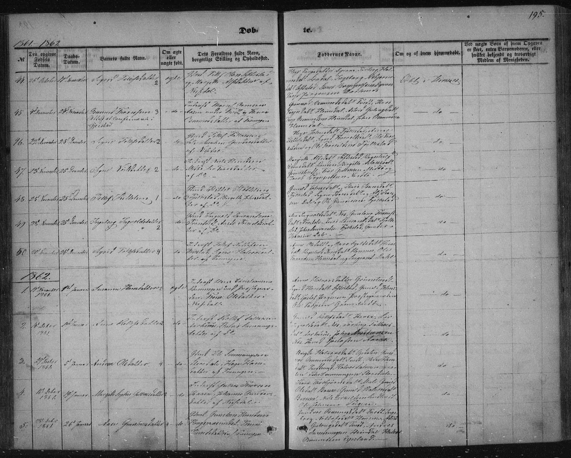 Nissedal kirkebøker, AV/SAKO-A-288/F/Fa/L0003: Parish register (official) no. I 3, 1846-1870, p. 194-195