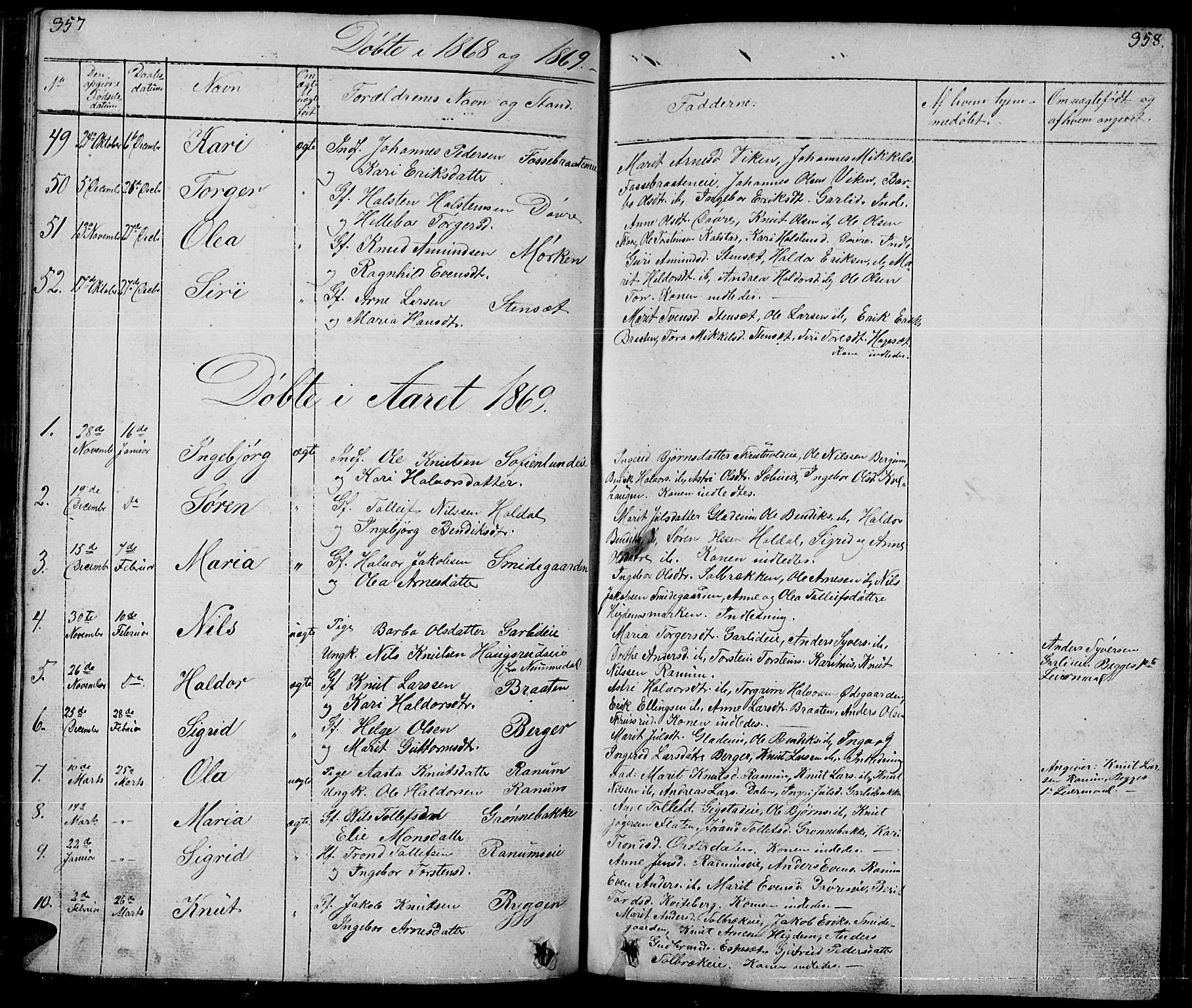 Nord-Aurdal prestekontor, SAH/PREST-132/H/Ha/Hab/L0001: Parish register (copy) no. 1, 1834-1887, p. 357-358
