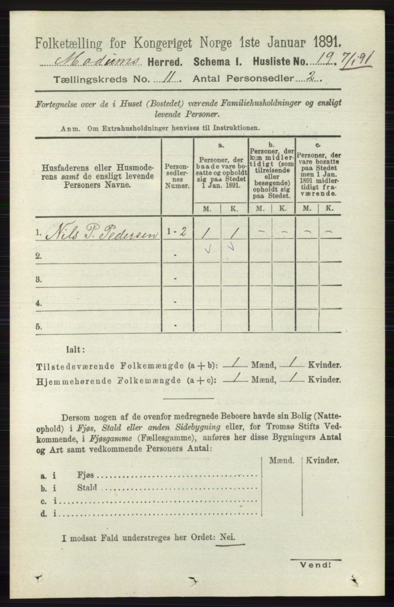 RA, 1891 census for 0623 Modum, 1891, p. 4100