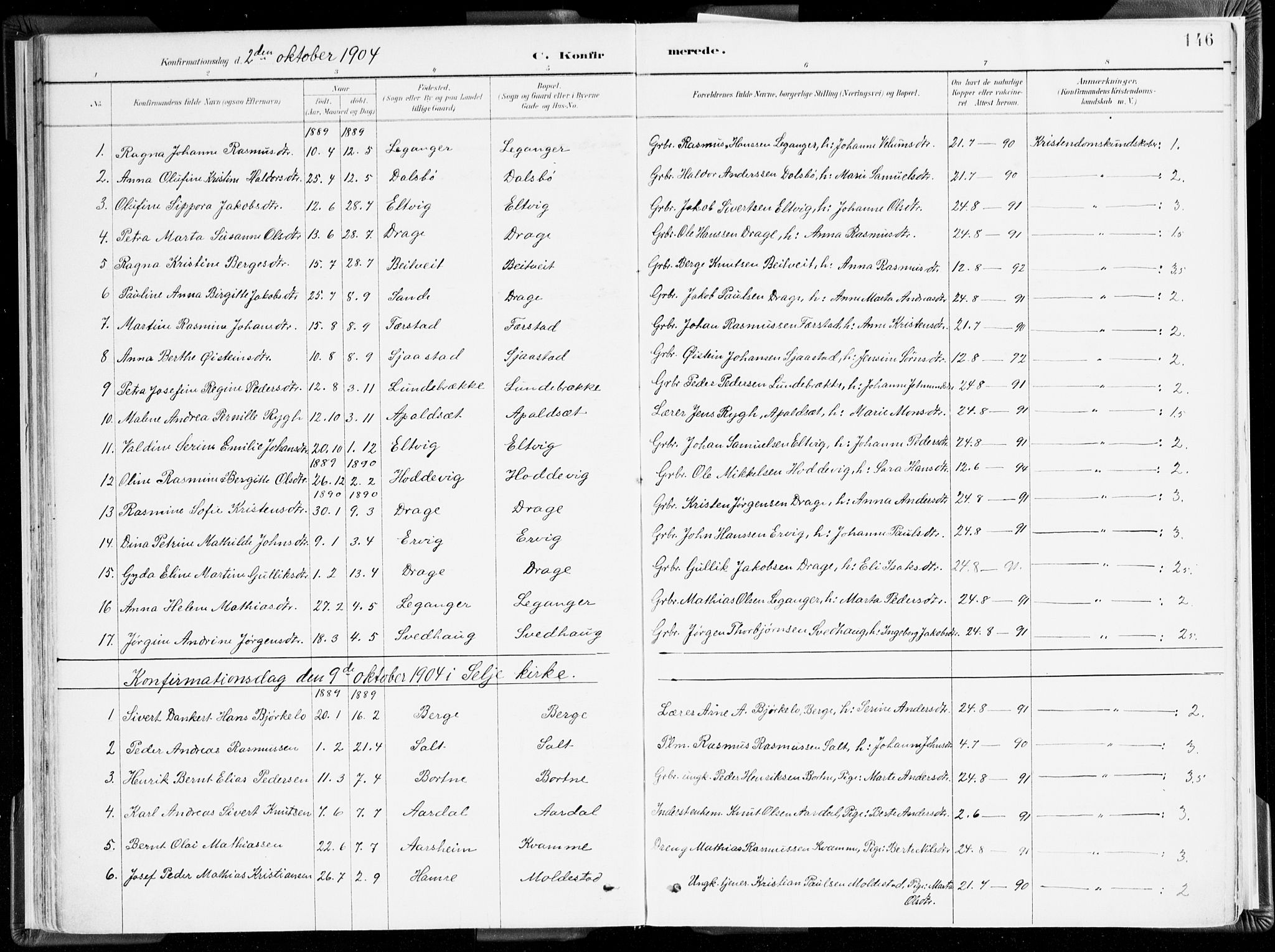 Selje sokneprestembete, SAB/A-99938/H/Ha/Haa/Haab: Parish register (official) no. B 2, 1891-1907, p. 146