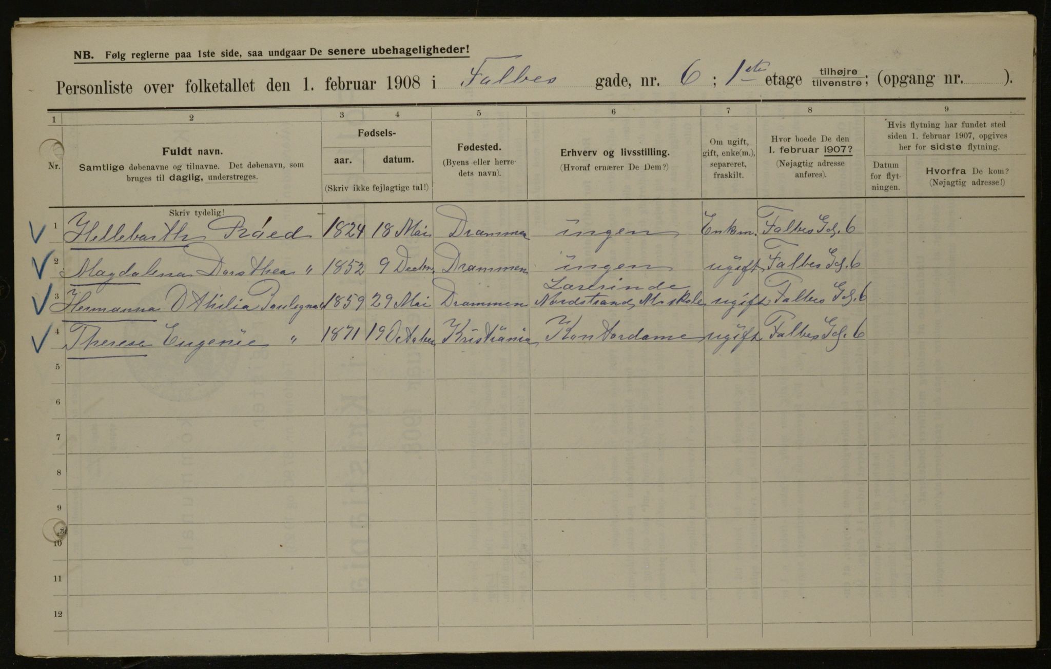 OBA, Municipal Census 1908 for Kristiania, 1908, p. 21060