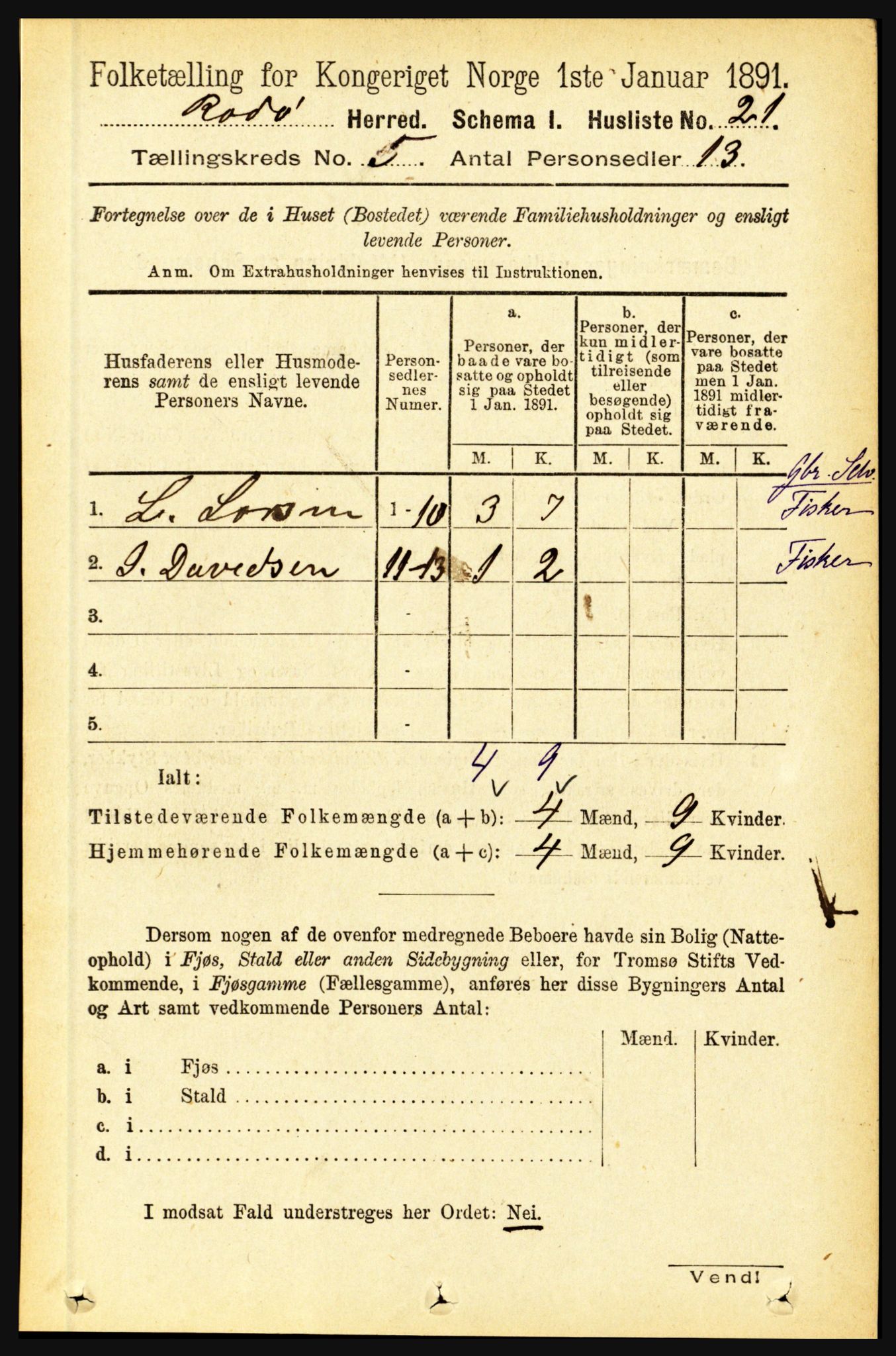 RA, 1891 census for 1836 Rødøy, 1891, p. 2367