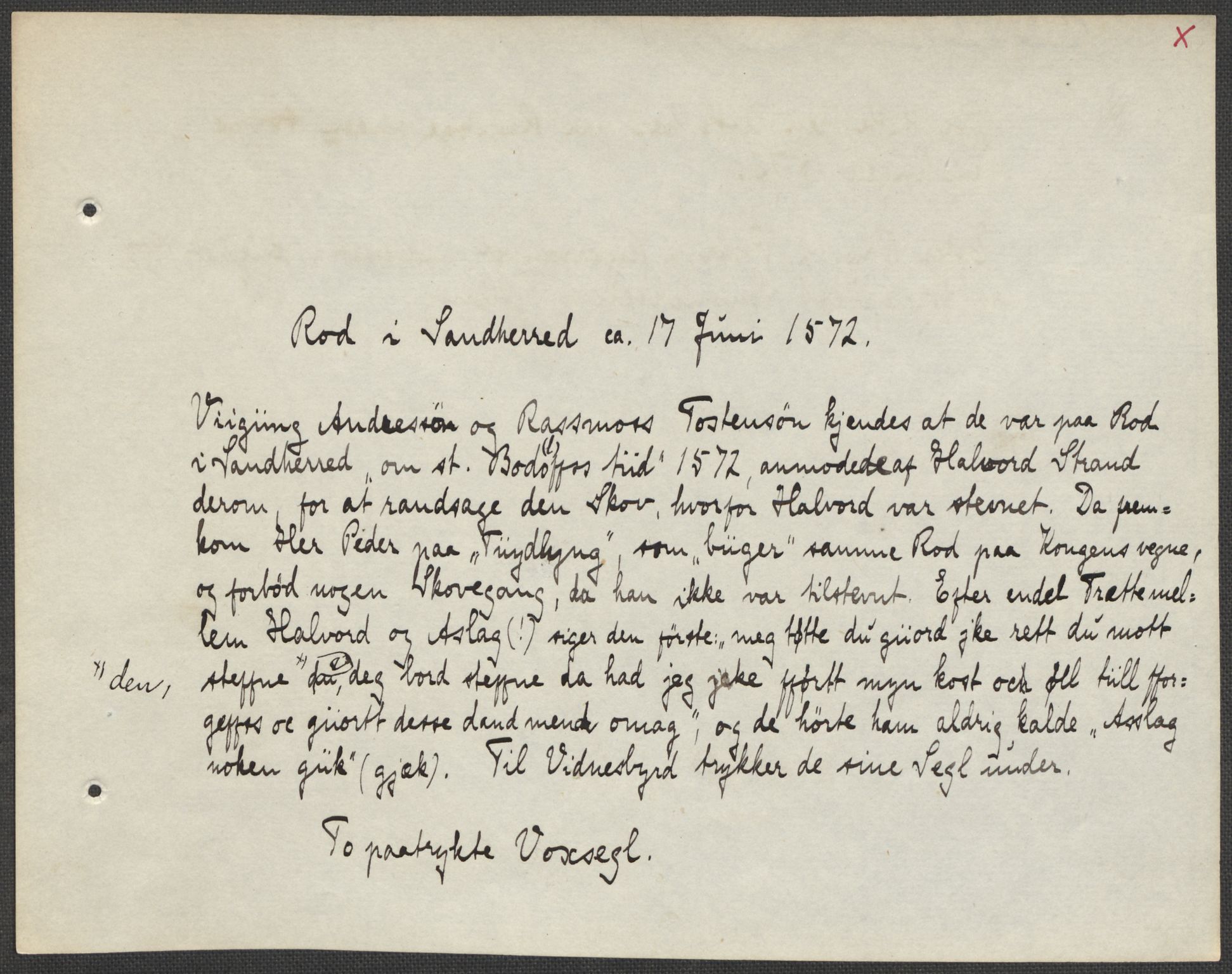Riksarkivets diplomsamling, AV/RA-EA-5965/F15/L0025: Prestearkiv - Vestfold, 1572-1782, p. 14