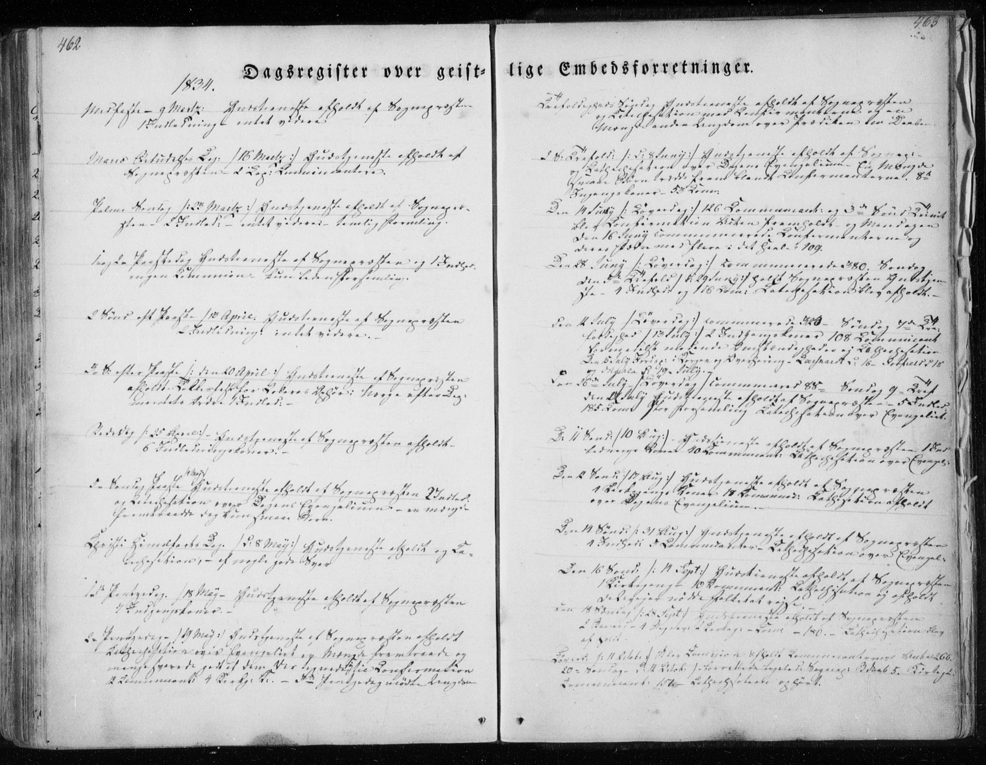 Ministerialprotokoller, klokkerbøker og fødselsregistre - Nordland, SAT/A-1459/825/L0354: Parish register (official) no. 825A08, 1826-1841, p. 462-463