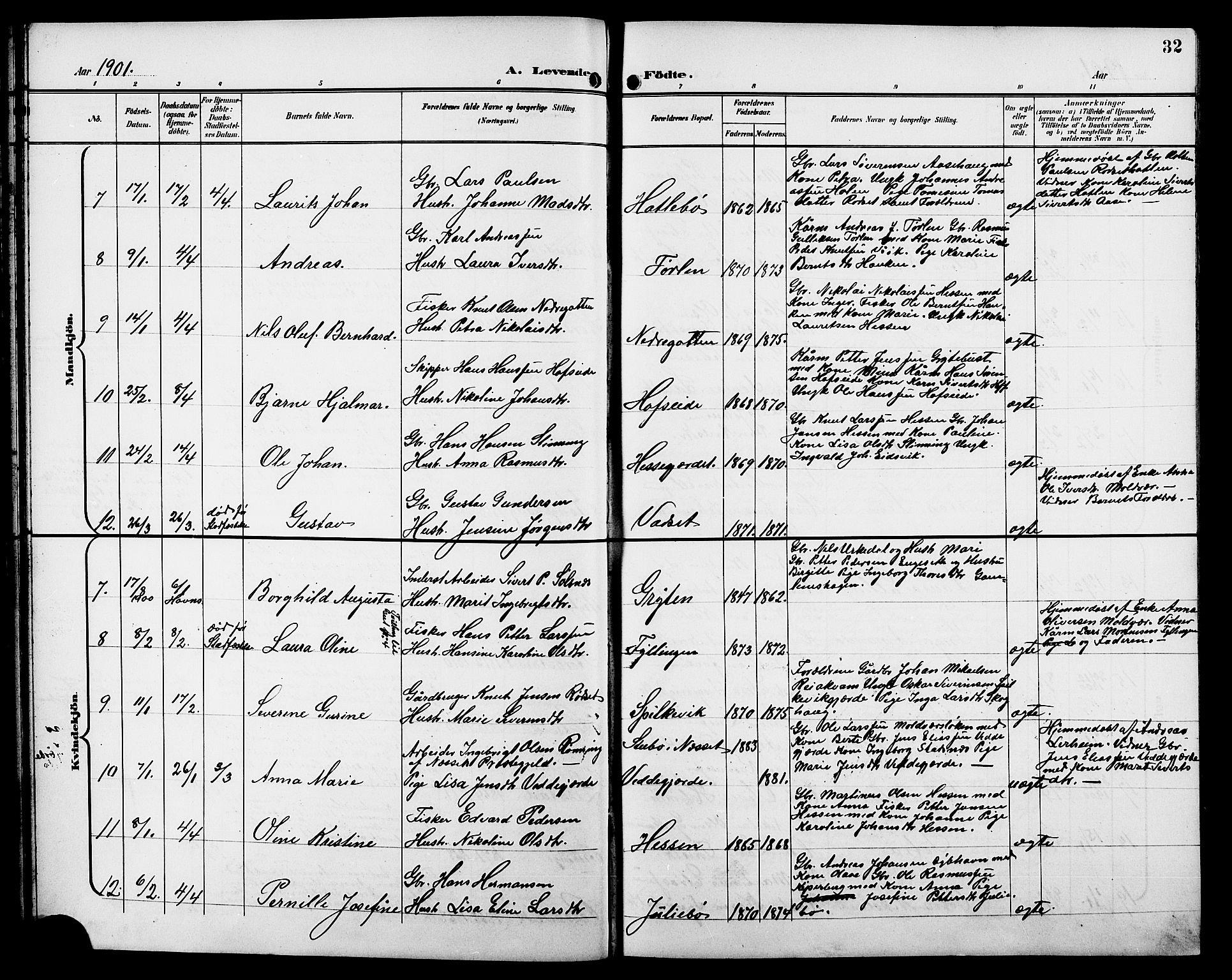 Ministerialprotokoller, klokkerbøker og fødselsregistre - Møre og Romsdal, AV/SAT-A-1454/528/L0432: Parish register (copy) no. 528C13, 1898-1918, p. 32