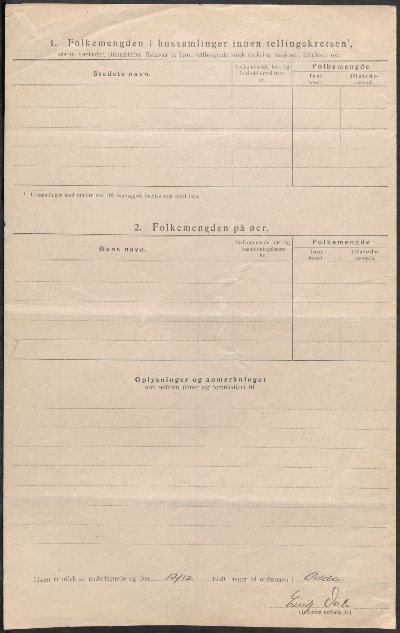 SAB, 1920 census for Odda, 1920, p. 50