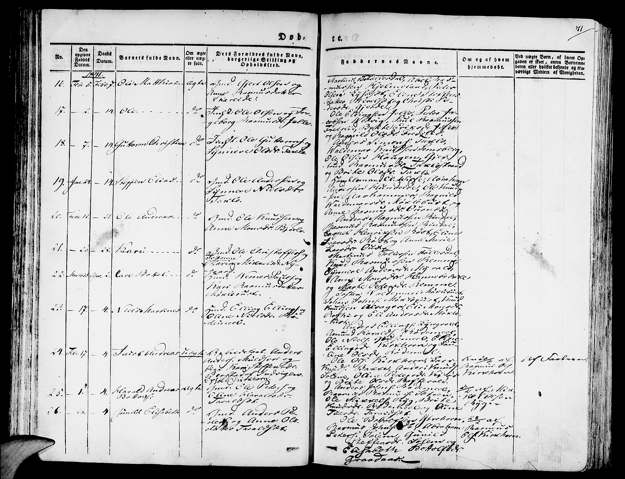 Eid sokneprestembete, AV/SAB-A-82301/H/Haa/Haaa/L0006: Parish register (official) no. A 6, 1831-1843, p. 71