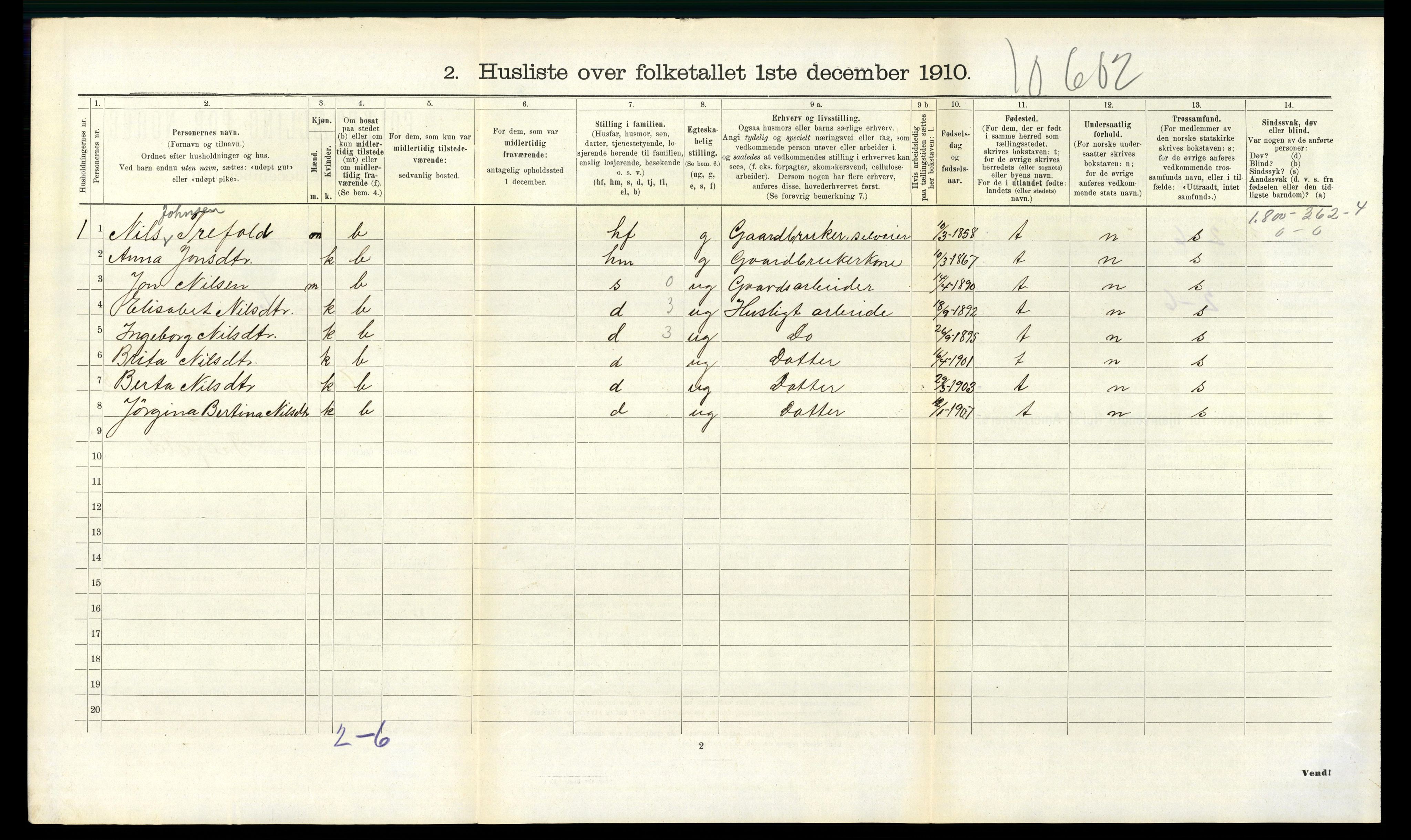 RA, 1910 census for Evanger, 1910, p. 358