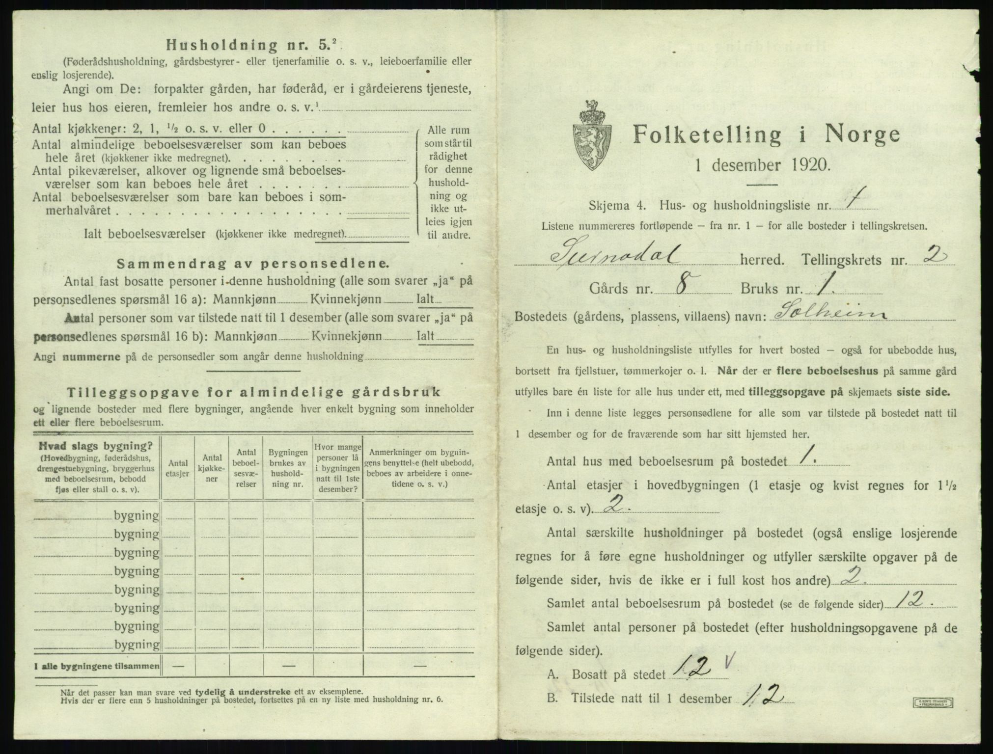 SAT, 1920 census for Surnadal, 1920, p. 161