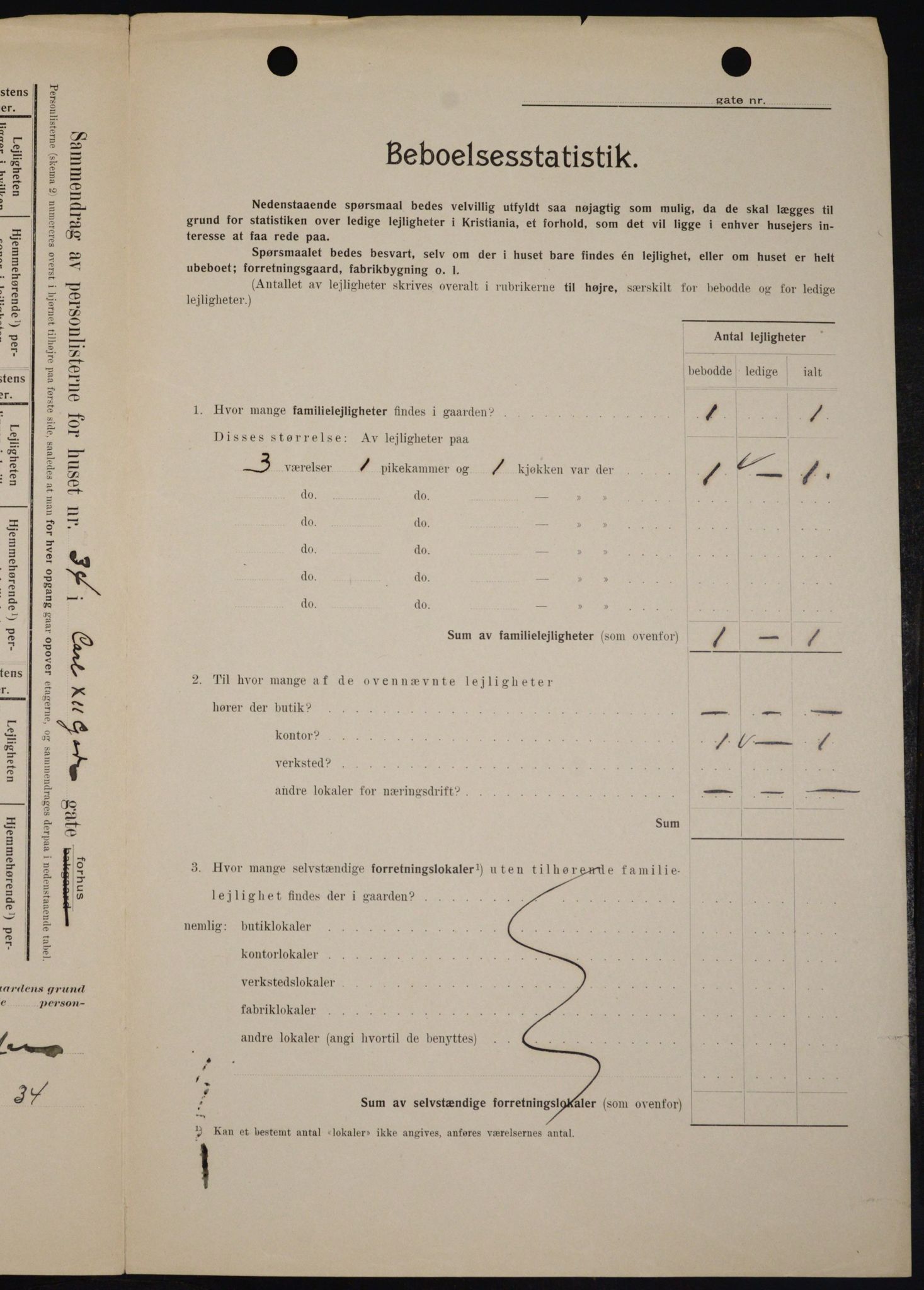 OBA, Municipal Census 1909 for Kristiania, 1909, p. 44409