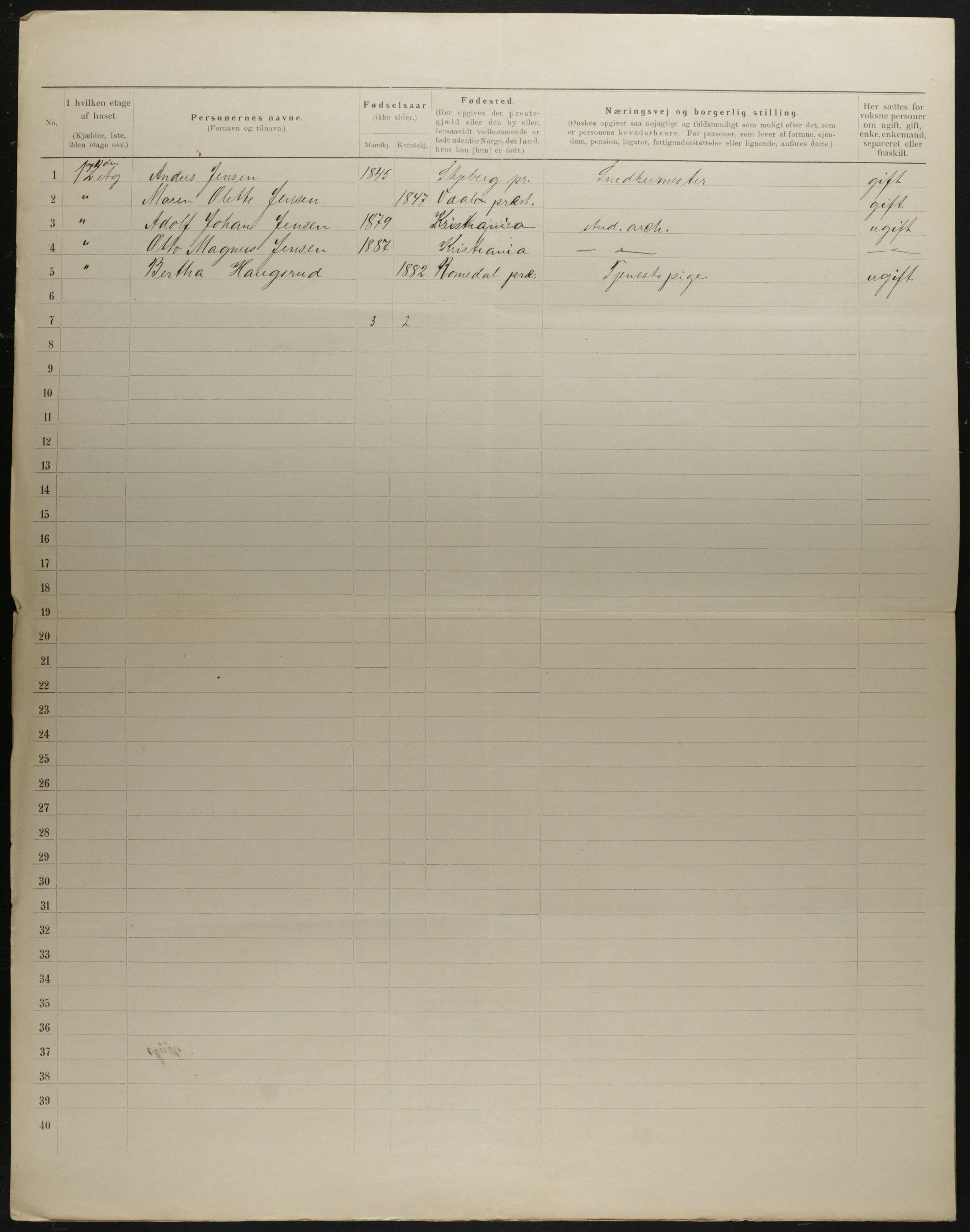 OBA, Municipal Census 1901 for Kristiania, 1901, p. 3770