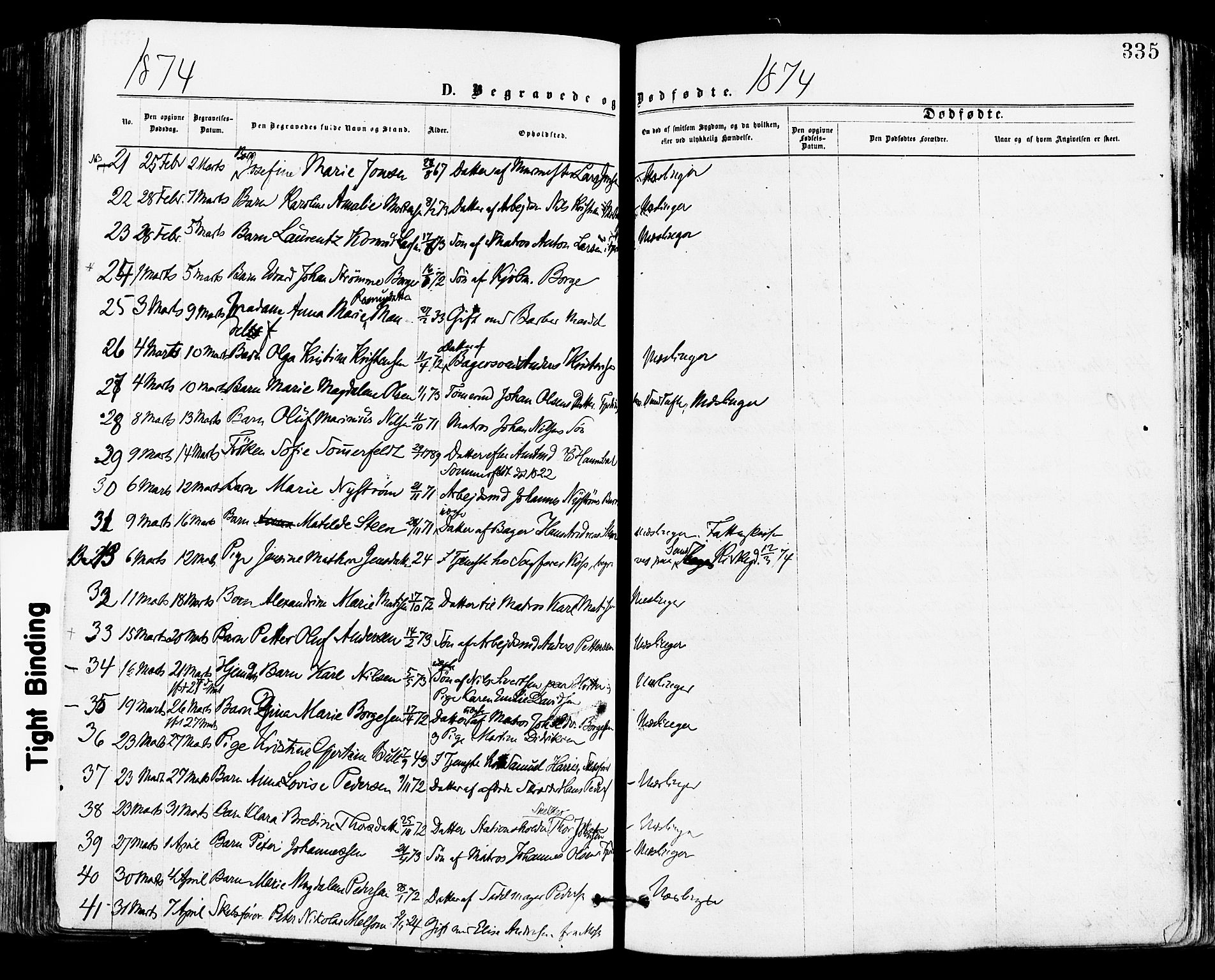 Tønsberg kirkebøker, AV/SAKO-A-330/F/Fa/L0010: Parish register (official) no. I 10, 1874-1880, p. 335