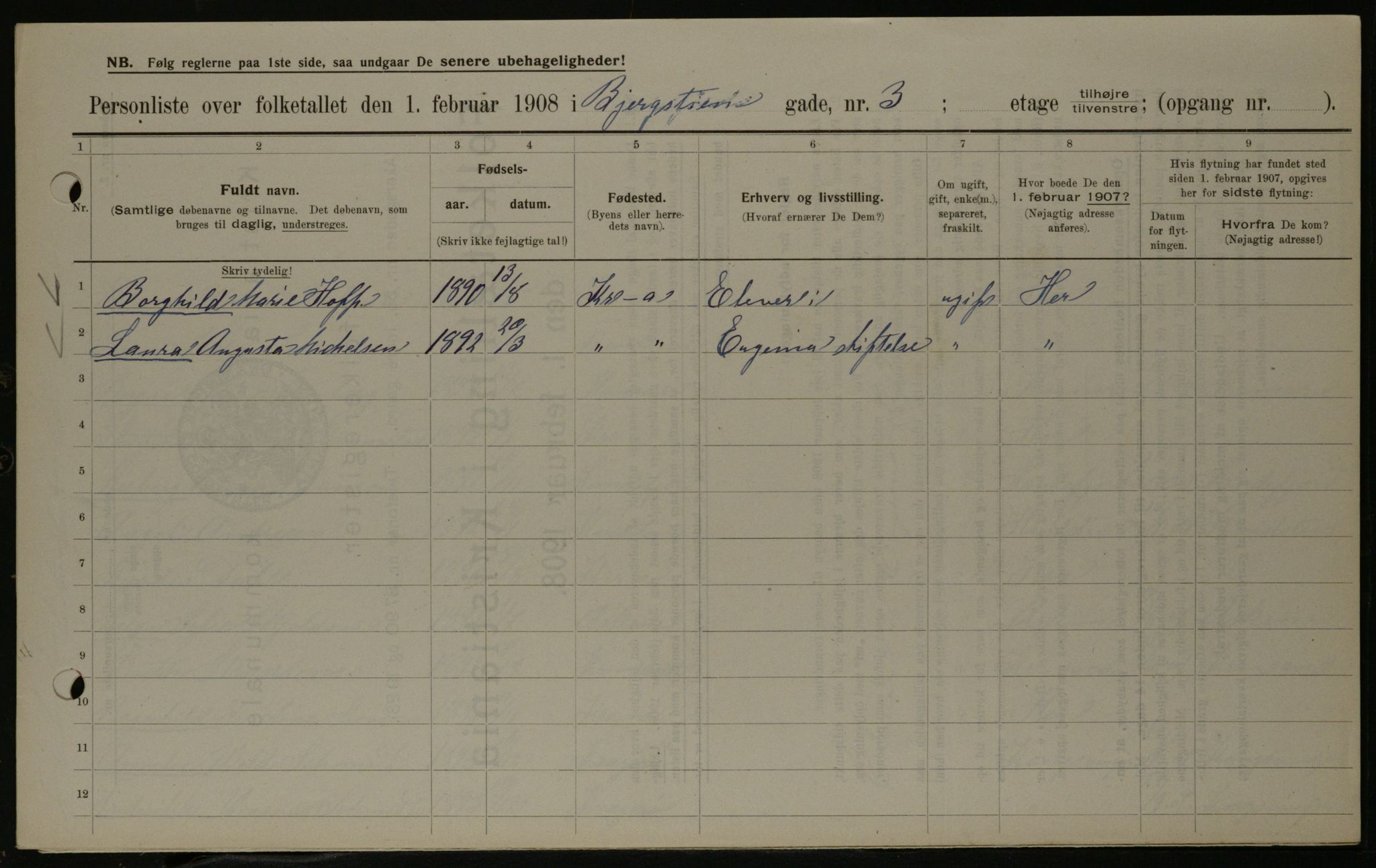 OBA, Municipal Census 1908 for Kristiania, 1908, p. 4336