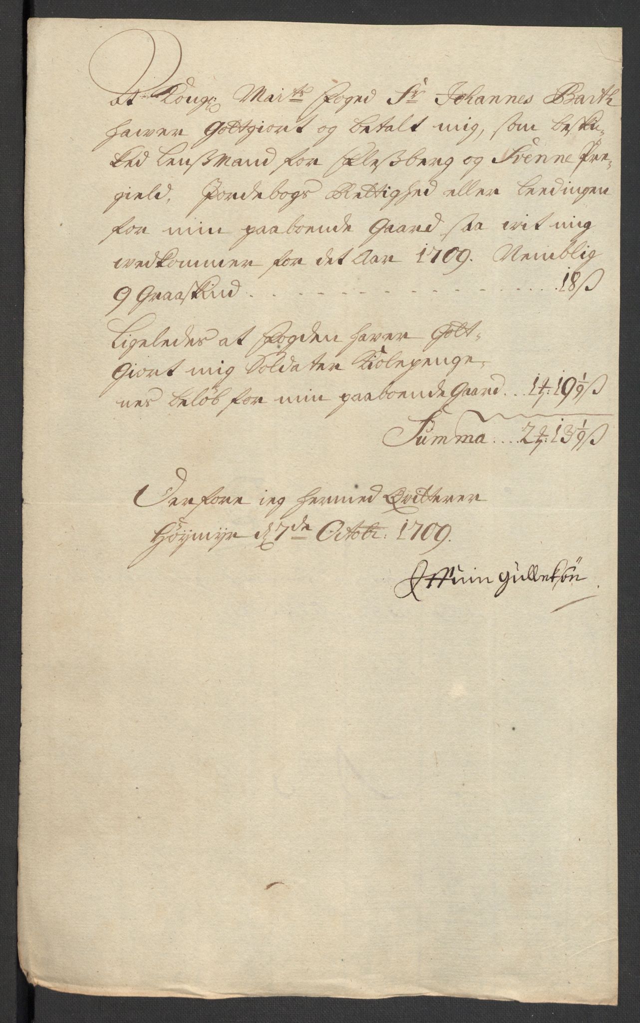 Rentekammeret inntil 1814, Reviderte regnskaper, Fogderegnskap, AV/RA-EA-4092/R24/L1585: Fogderegnskap Numedal og Sandsvær, 1709-1710, p. 43