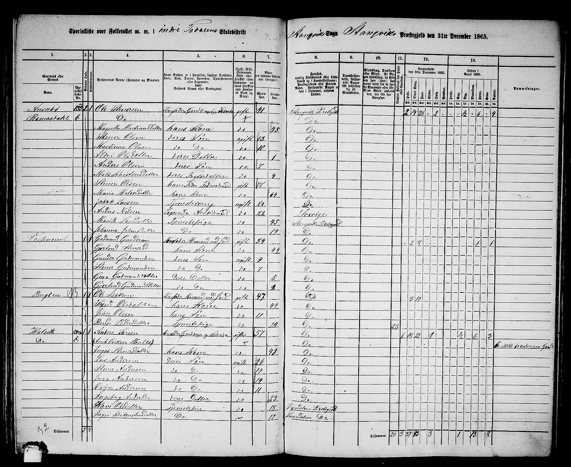 RA, 1865 census for Stangvik, 1865, p. 106