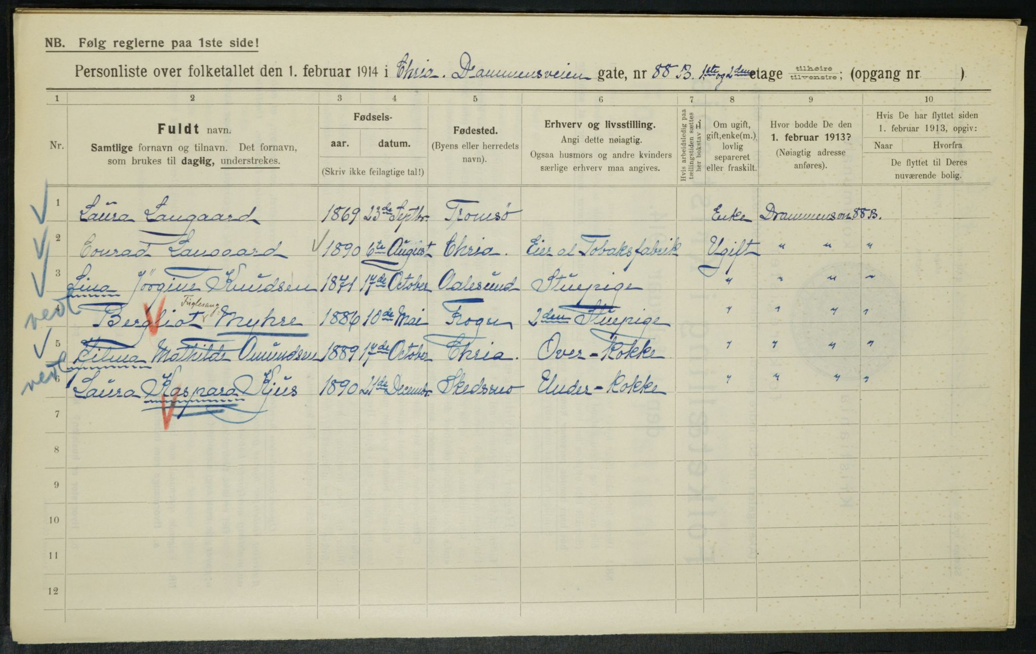 OBA, Municipal Census 1914 for Kristiania, 1914, p. 17100