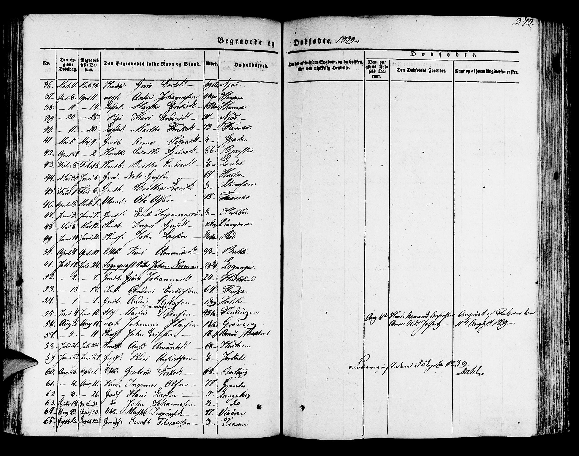 Leikanger sokneprestembete, AV/SAB-A-81001/H/Haa/Haaa/L0007: Parish register (official) no. A 7, 1838-1851, p. 272