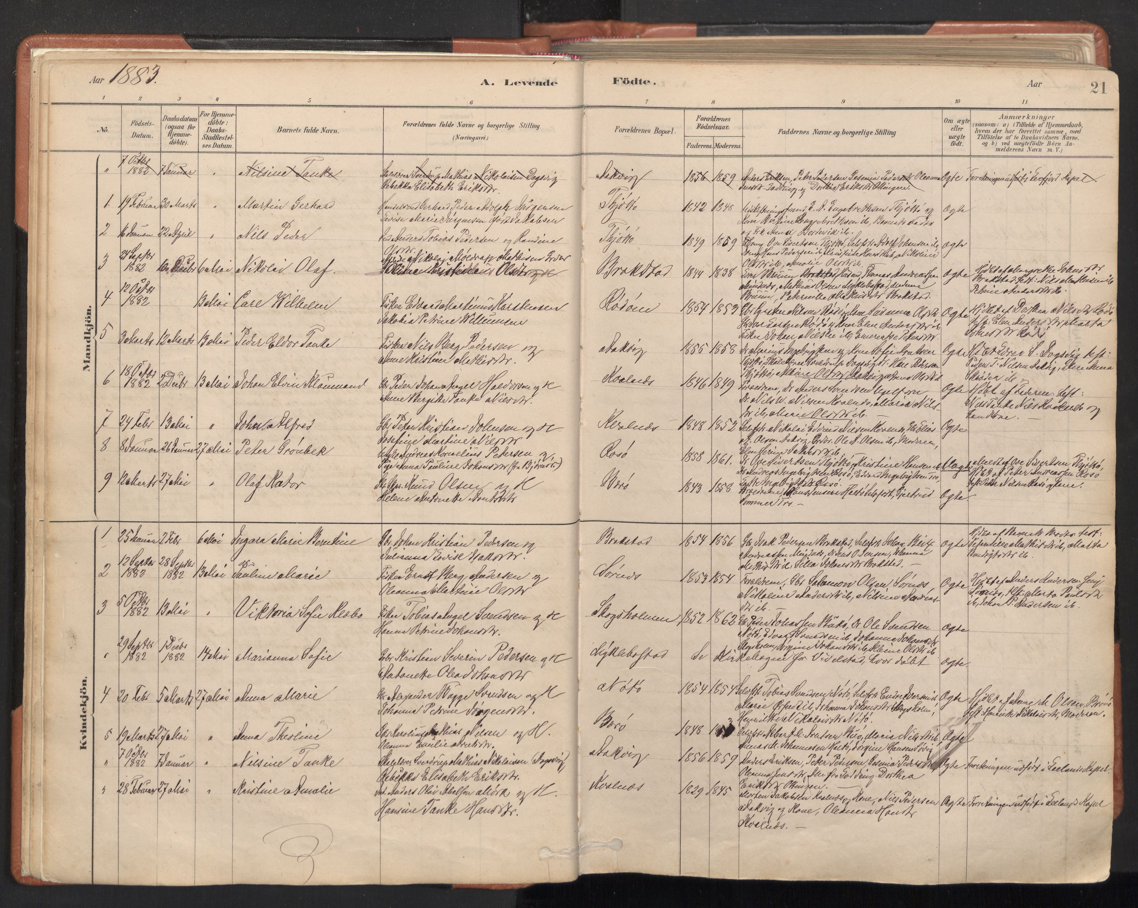 Ministerialprotokoller, klokkerbøker og fødselsregistre - Nordland, SAT/A-1459/817/L0264: Parish register (official) no. 817A04, 1878-1907, p. 21