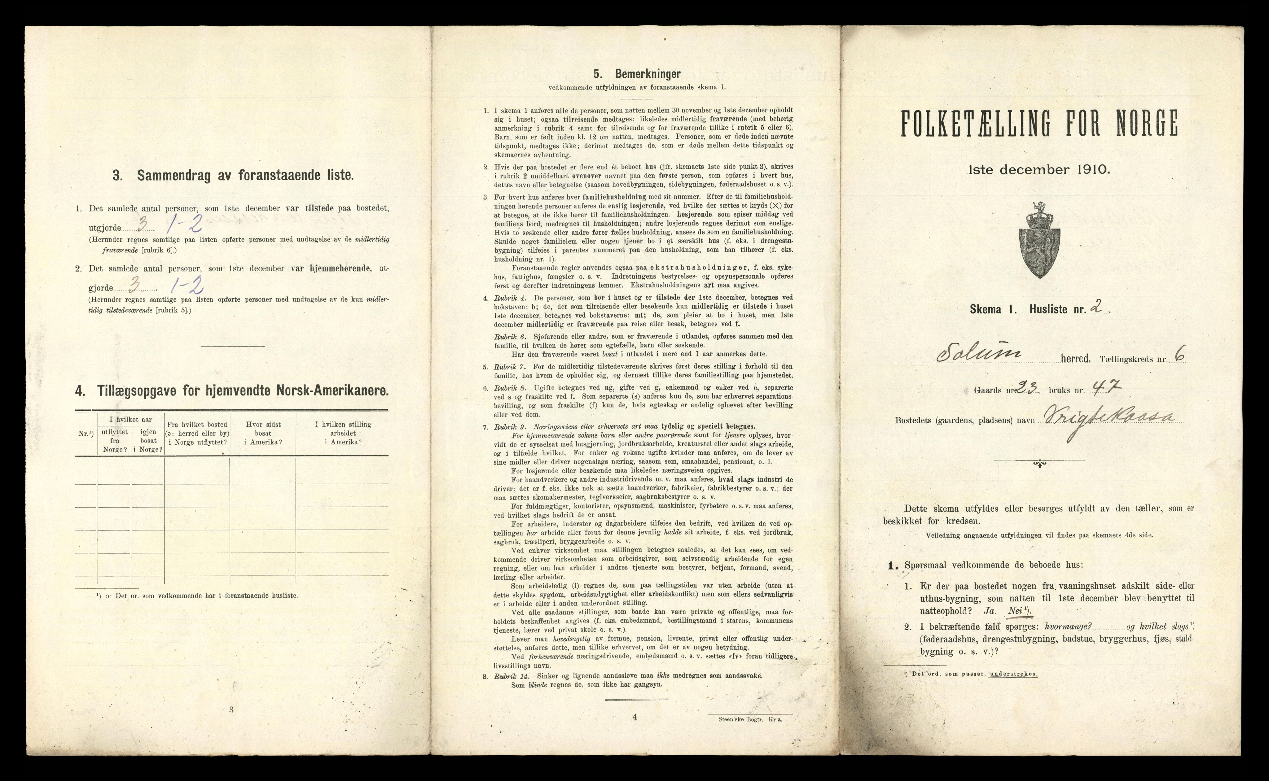 RA, 1910 census for Solum, 1910, p. 1869