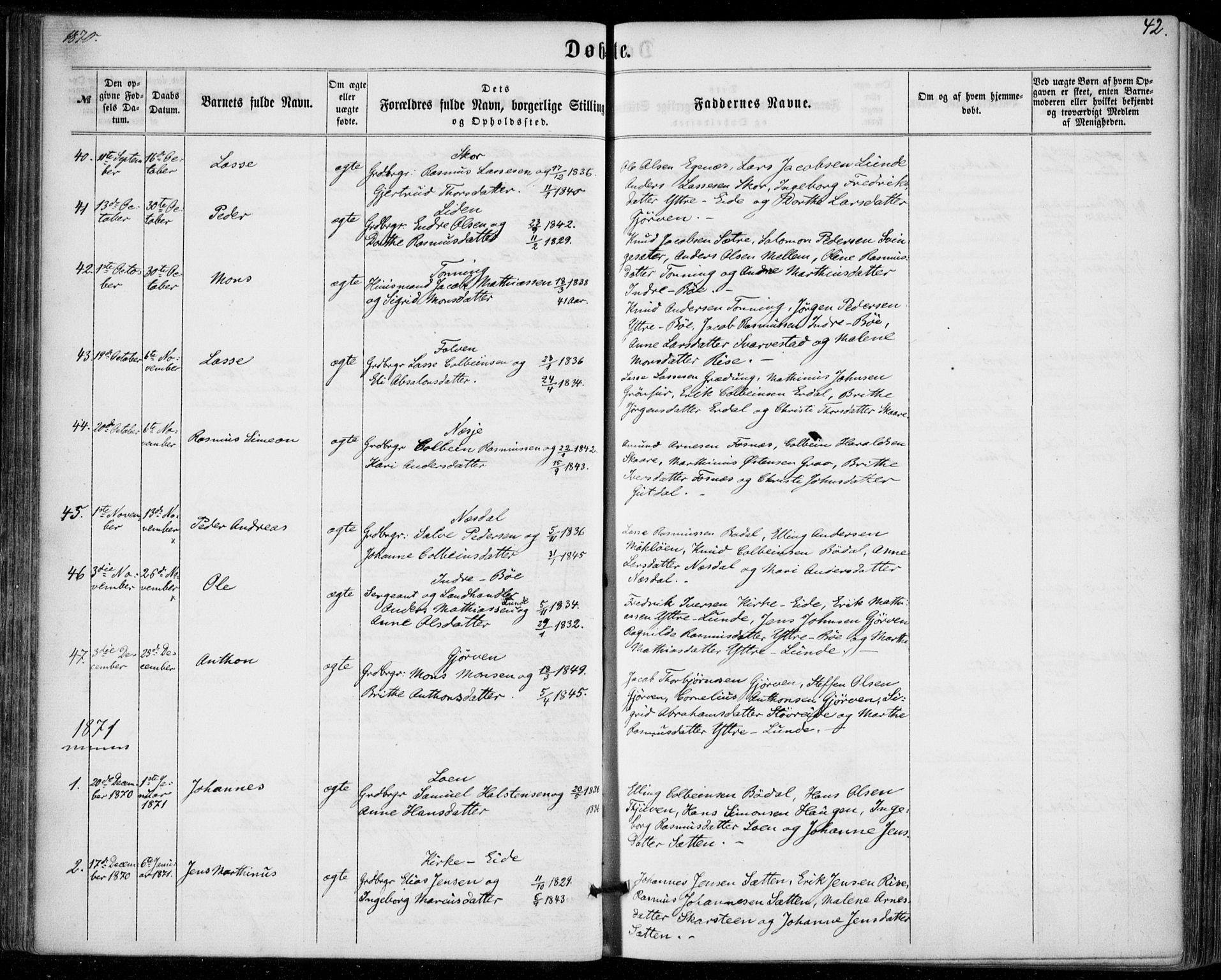 Stryn Sokneprestembete, SAB/A-82501: Parish register (official) no. A 3, 1862-1877, p. 42