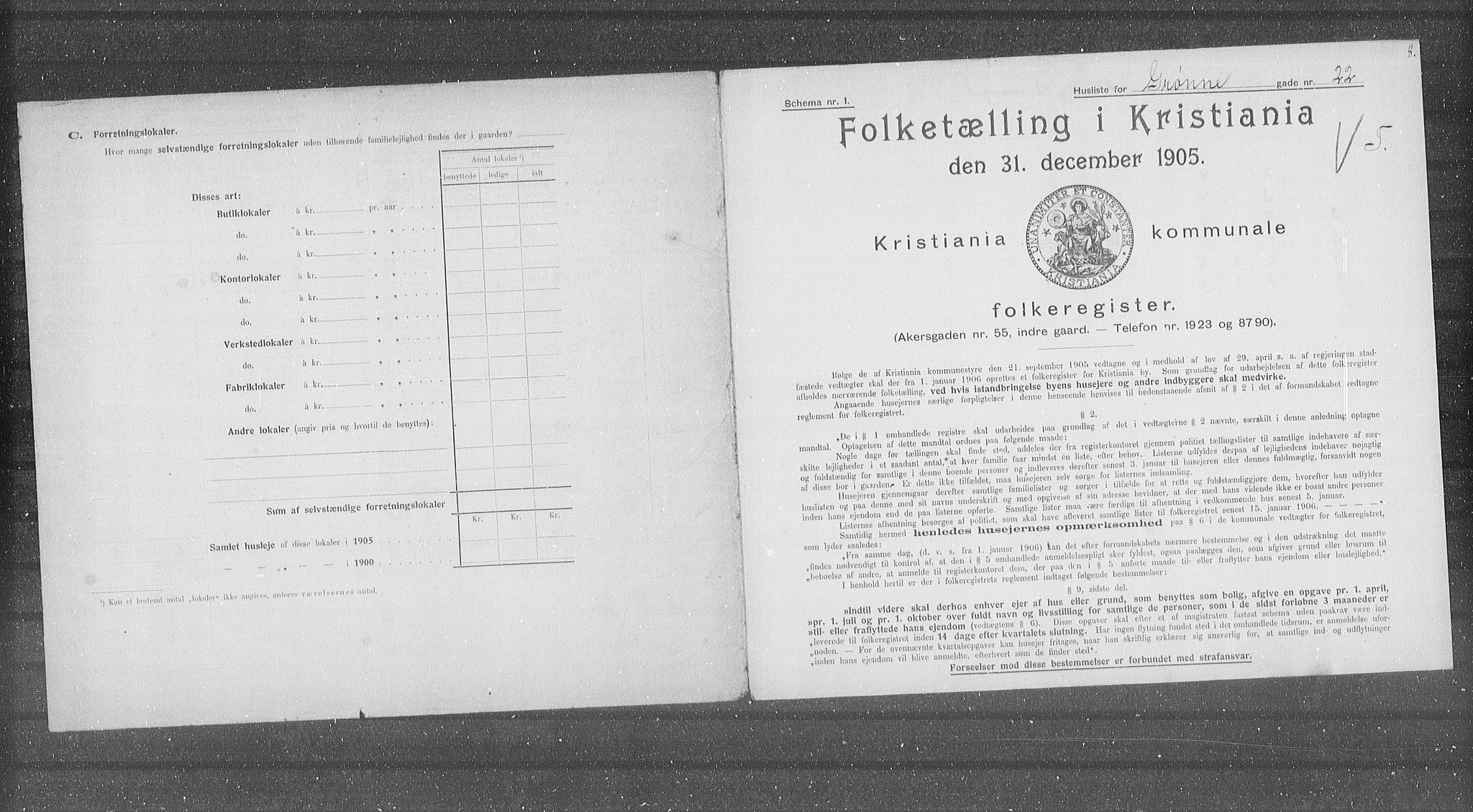 OBA, Municipal Census 1905 for Kristiania, 1905, p. 16964