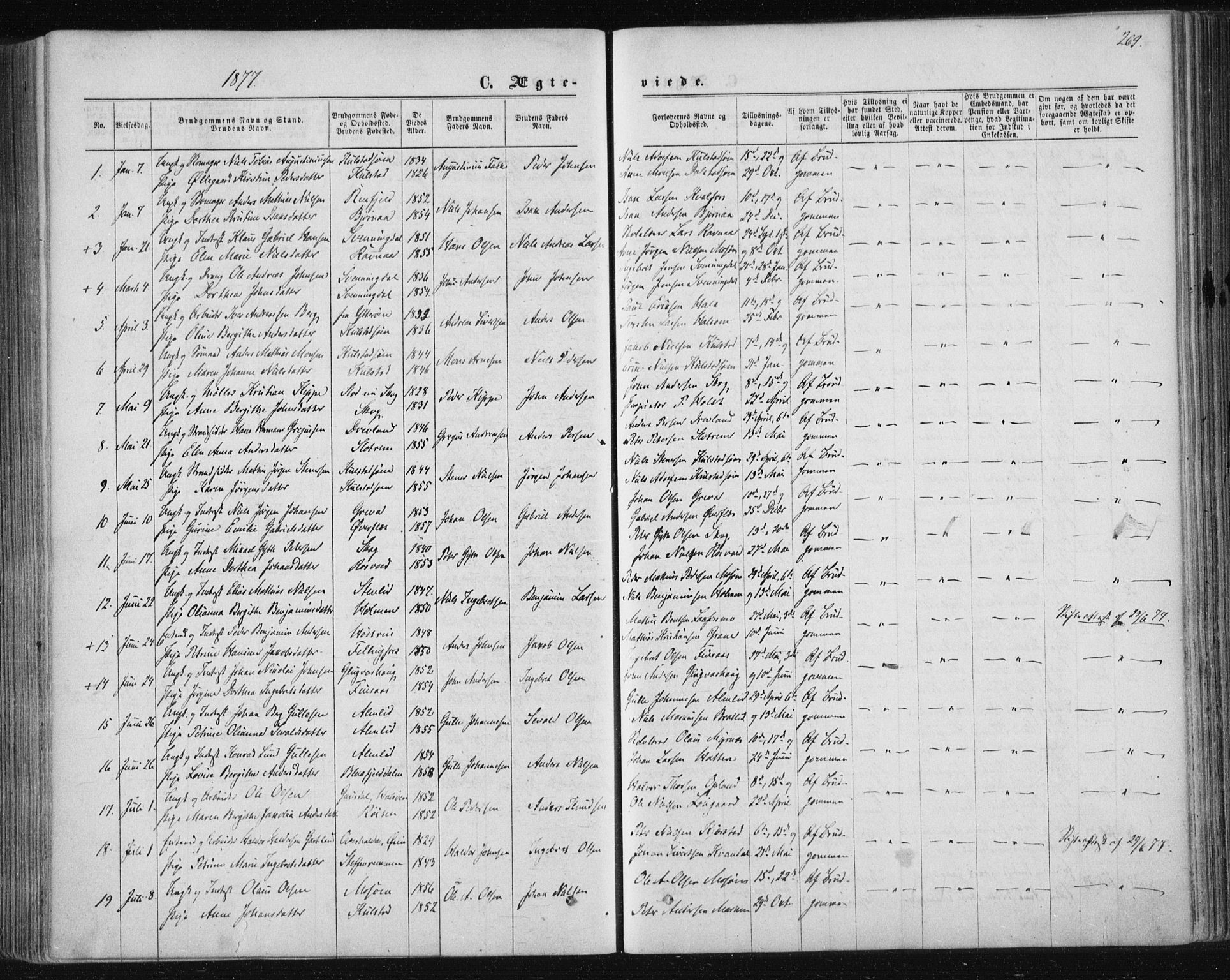 Ministerialprotokoller, klokkerbøker og fødselsregistre - Nordland, SAT/A-1459/820/L0294: Parish register (official) no. 820A15, 1866-1879, p. 269