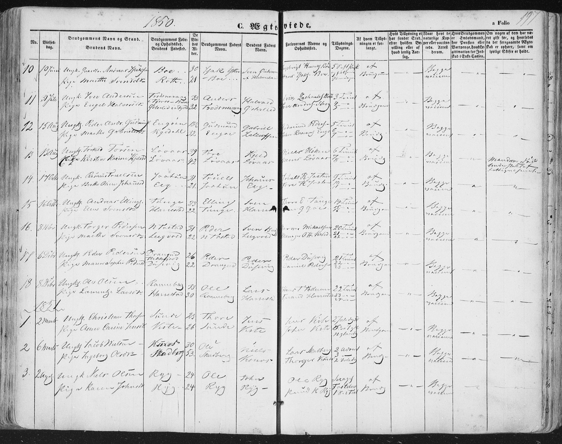 Hetland sokneprestkontor, AV/SAST-A-101826/30/30BA/L0002: Parish register (official) no. A 2, 1849-1869, p. 197