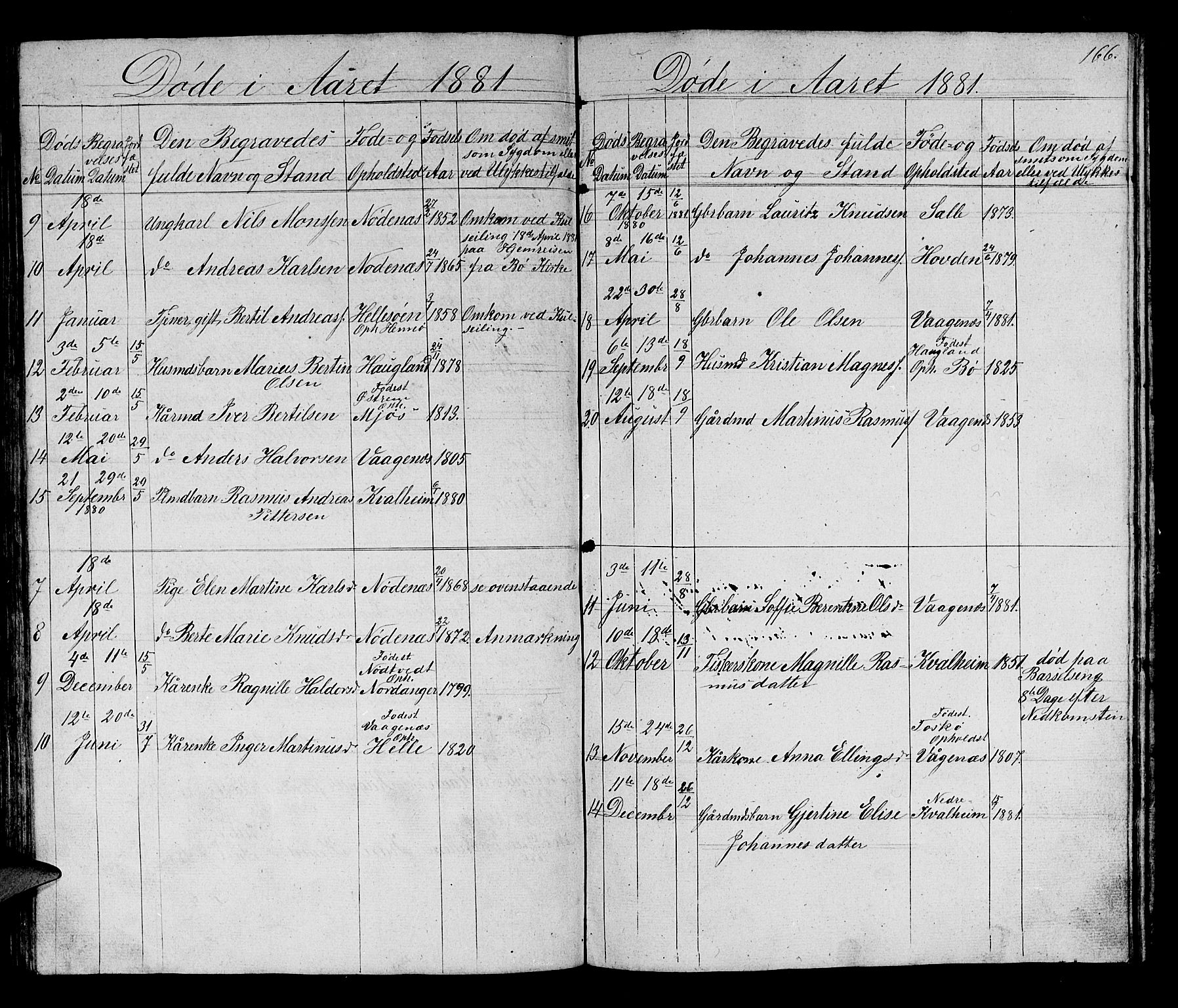 Manger sokneprestembete, AV/SAB-A-76801/H/Hab: Parish register (copy) no. B 1, 1856-1881, p. 166