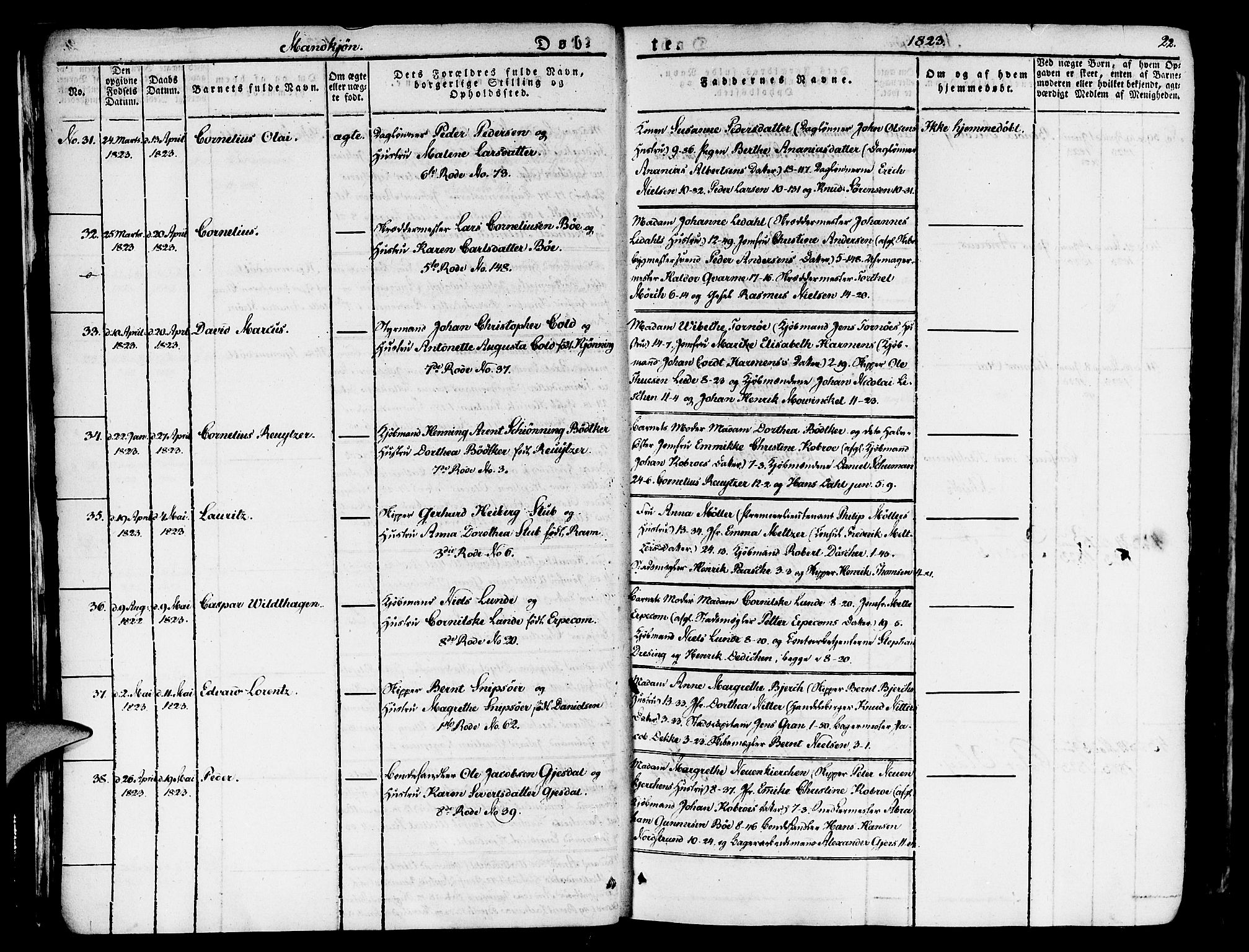Nykirken Sokneprestembete, SAB/A-77101/H/Haa/L0012: Parish register (official) no. A 12, 1821-1844, p. 22