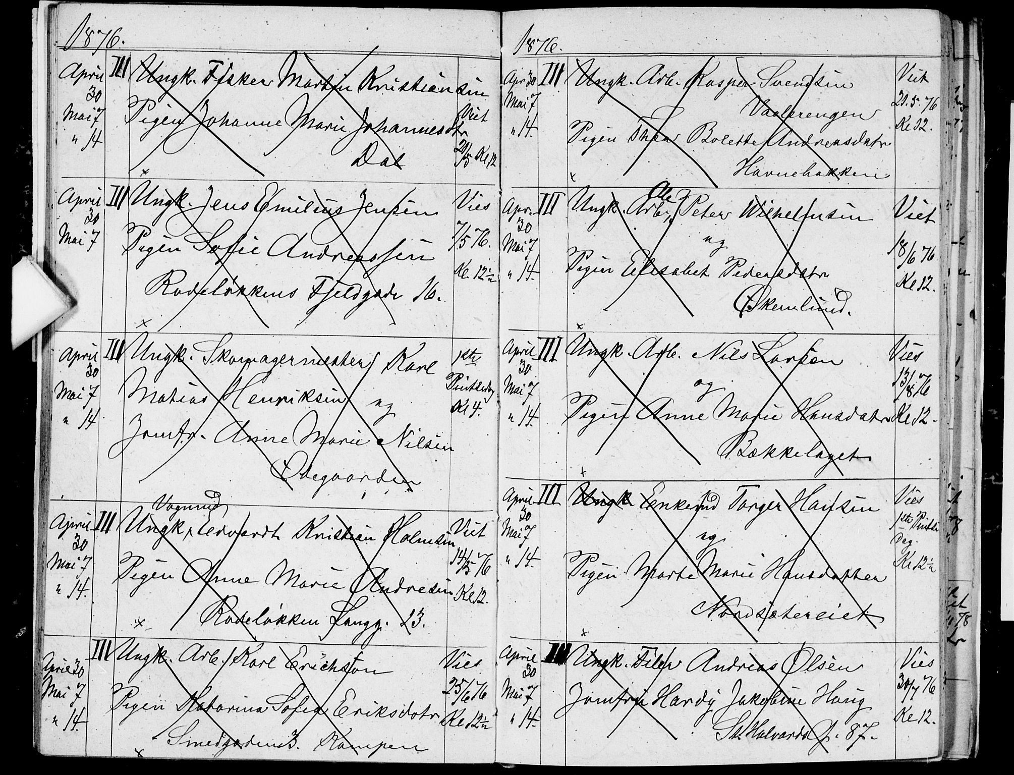 Østre Aker prestekontor Kirkebøker, AV/SAO-A-10840/H/Ha/L0003: Banns register no. I 3, 1873-1878