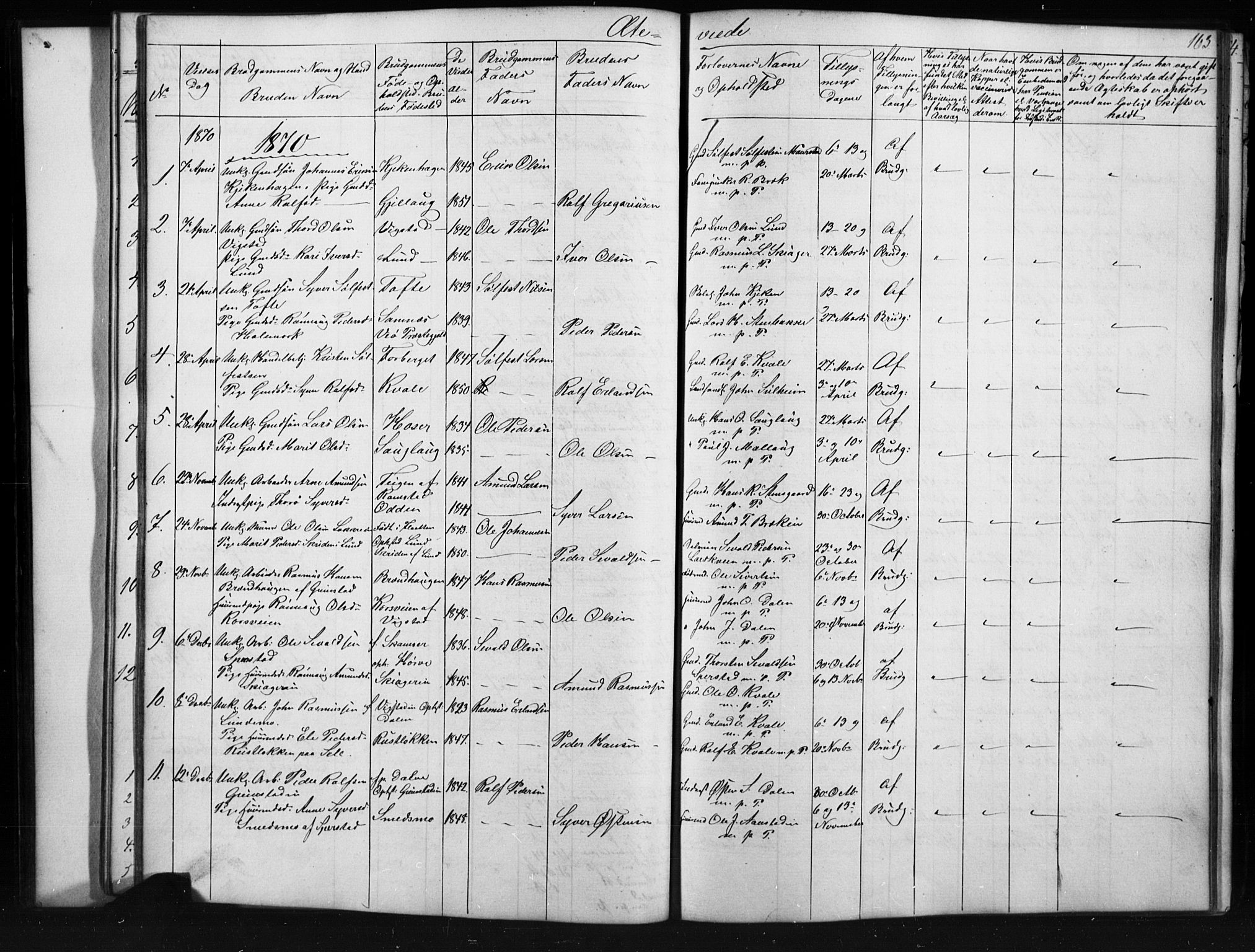 Skjåk prestekontor, AV/SAH-PREST-072/H/Ha/Hab/L0001: Parish register (copy) no. 1, 1865-1893, p. 163