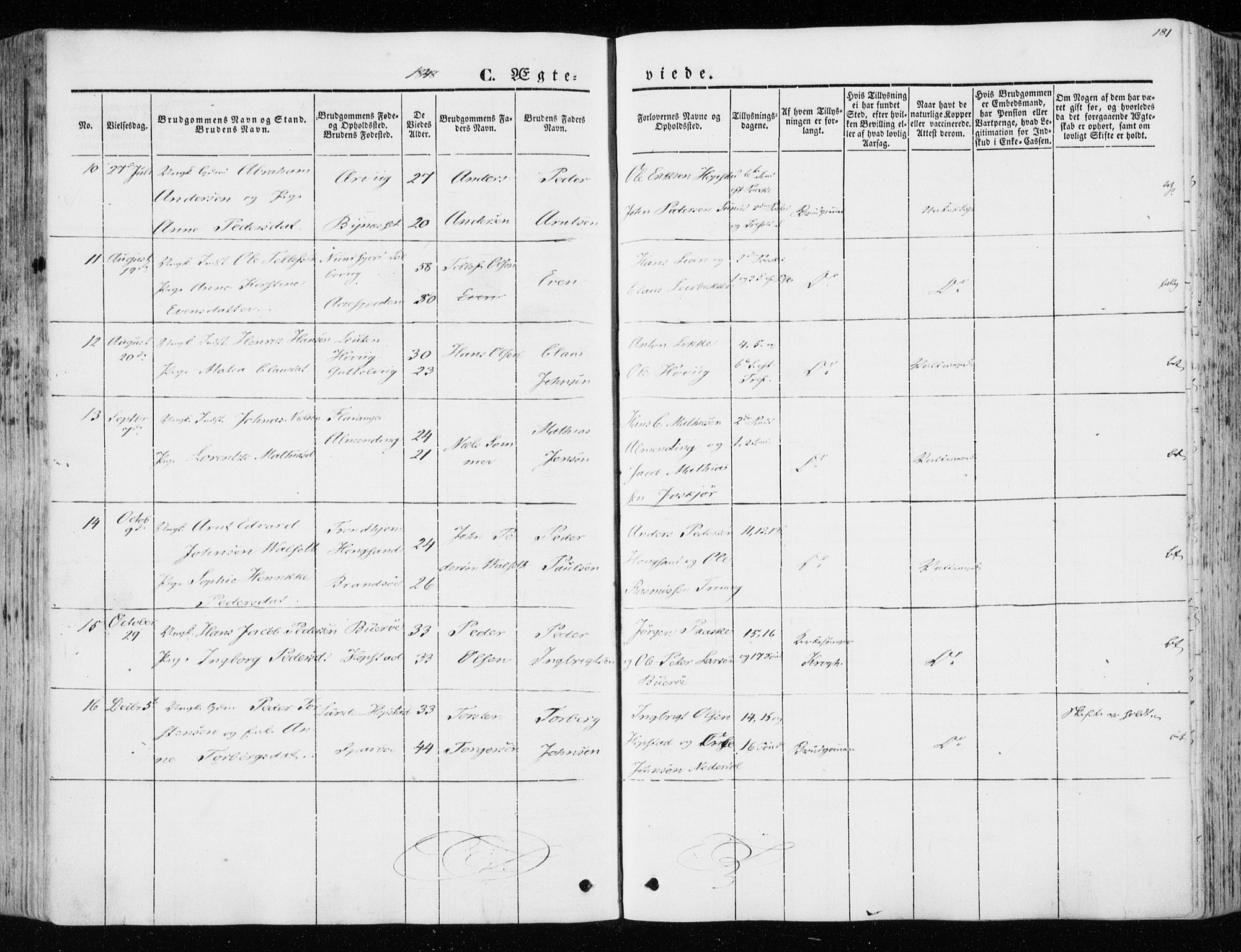 Ministerialprotokoller, klokkerbøker og fødselsregistre - Sør-Trøndelag, SAT/A-1456/657/L0704: Parish register (official) no. 657A05, 1846-1857, p. 181