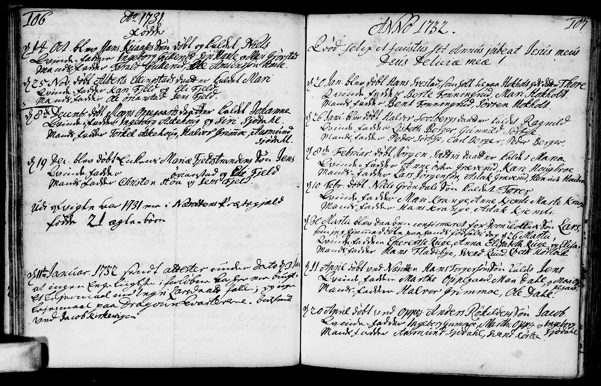 Nesodden prestekontor Kirkebøker, AV/SAO-A-10013/F/Fa/L0001: Parish register (official) no. I 1, 1709-1750, p. 106-107