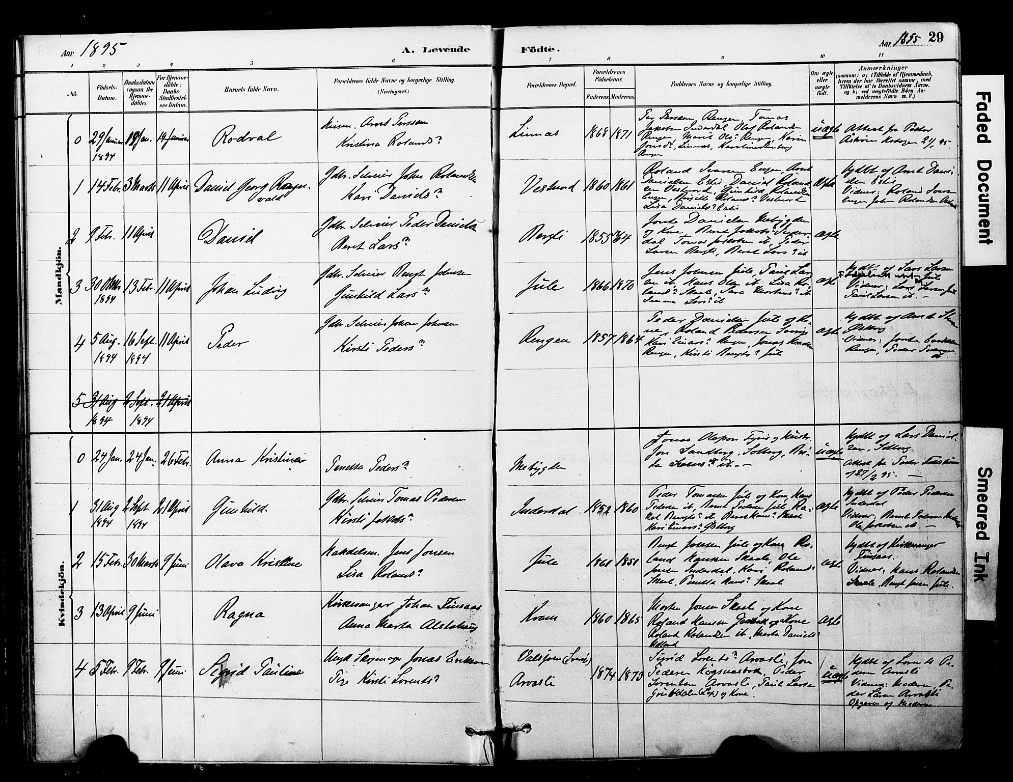 Ministerialprotokoller, klokkerbøker og fødselsregistre - Nord-Trøndelag, AV/SAT-A-1458/757/L0505: Parish register (official) no. 757A01, 1882-1904, p. 29