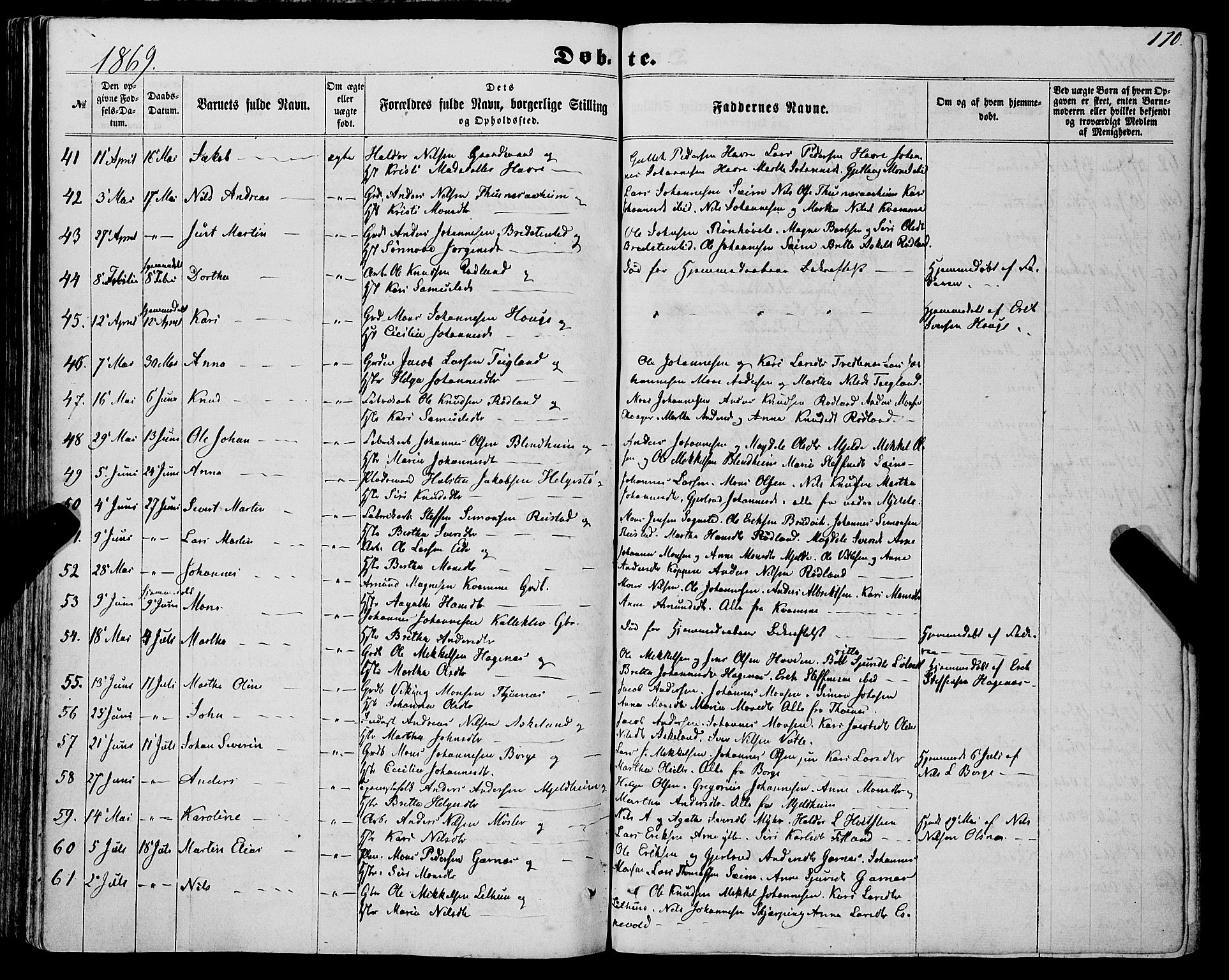 Haus sokneprestembete, AV/SAB-A-75601/H/Haa: Parish register (official) no. A 17, 1858-1870, p. 170