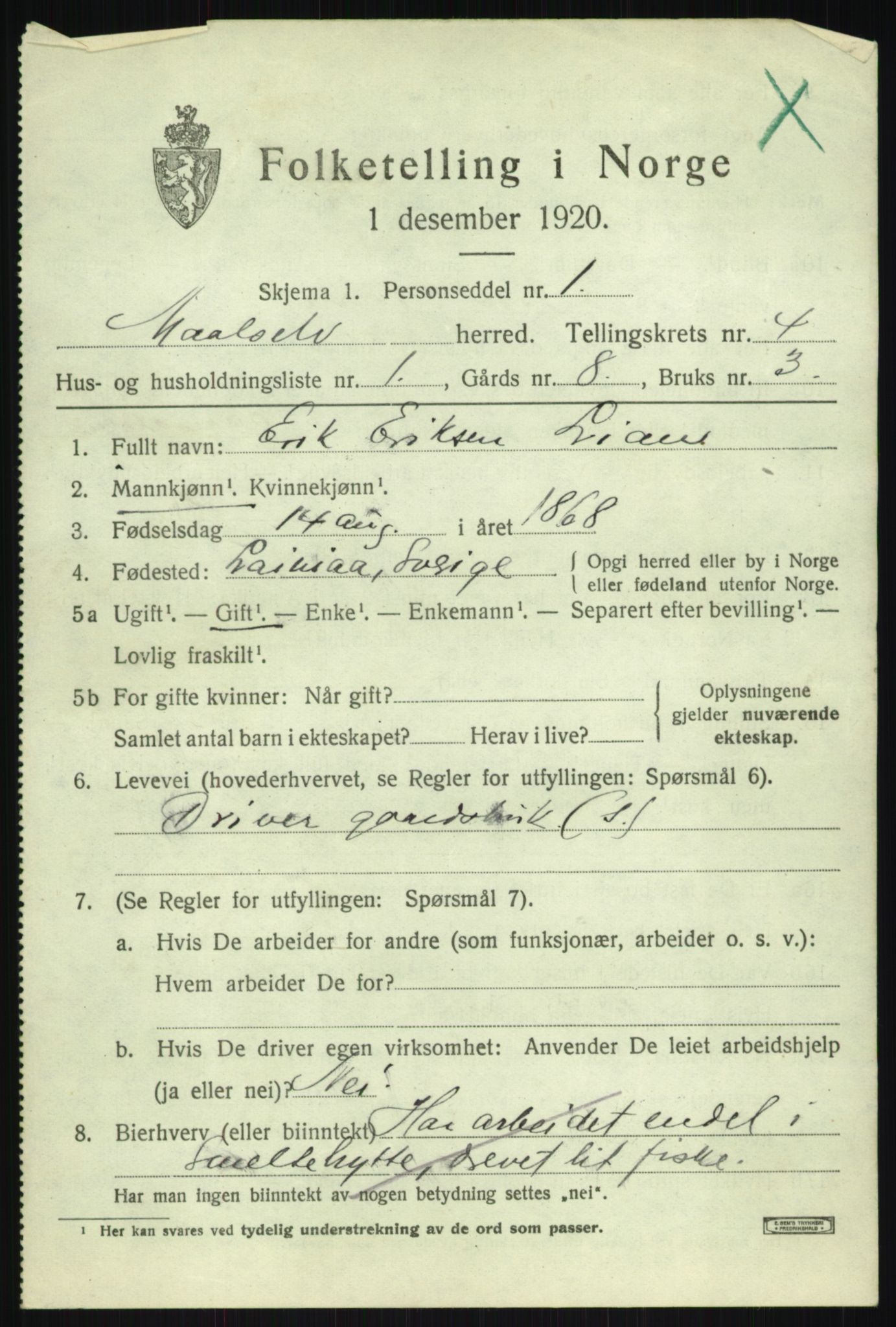 SATØ, 1920 census for Målselv, 1920, p. 2853